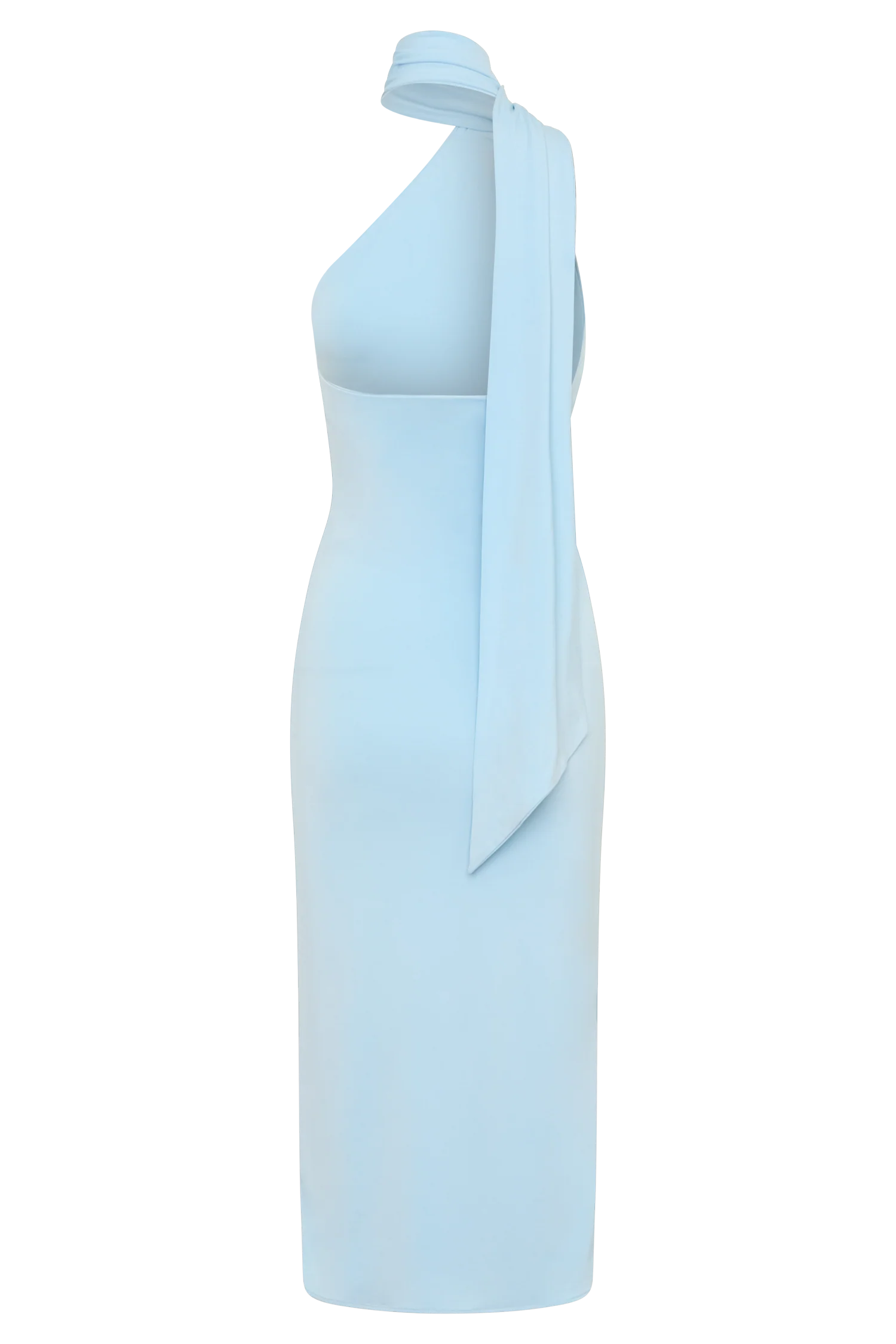 Jemma One Shoulder Tie Midi Dress - Pale Blue - Image 8