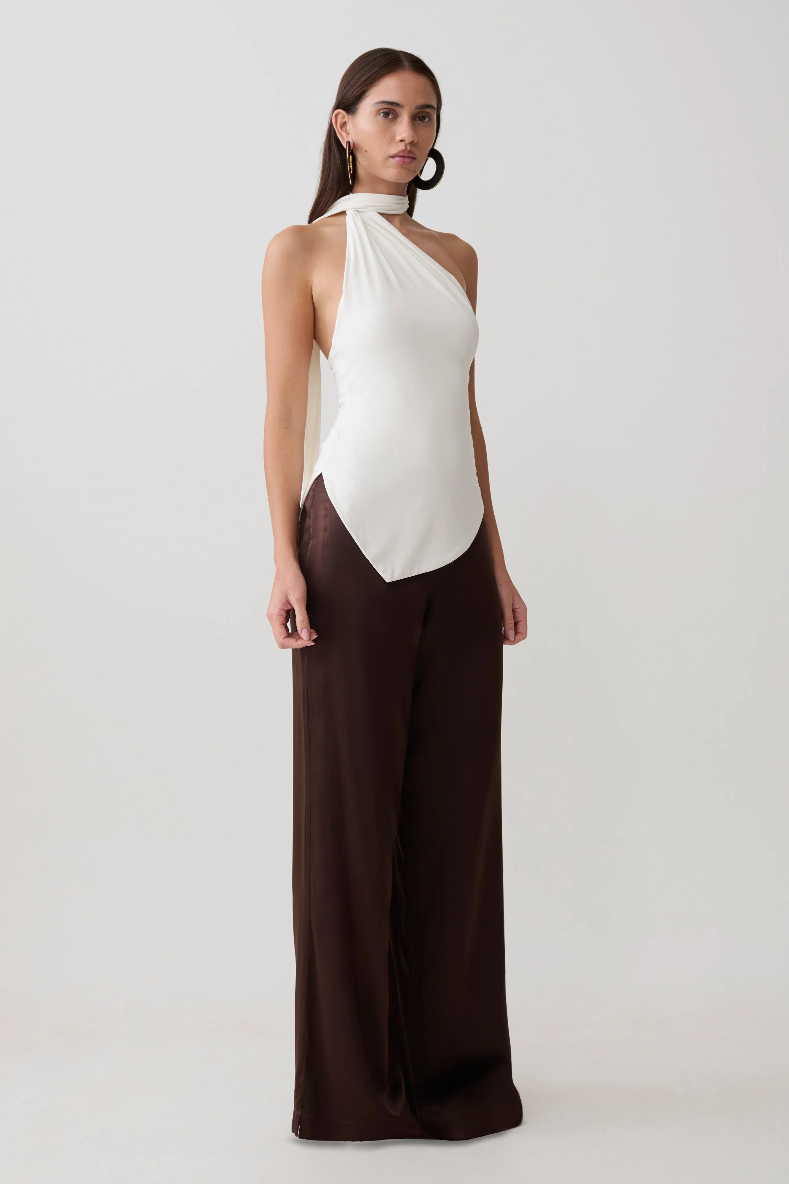 Jemma One Shoulder Tie Top - White - Image 4