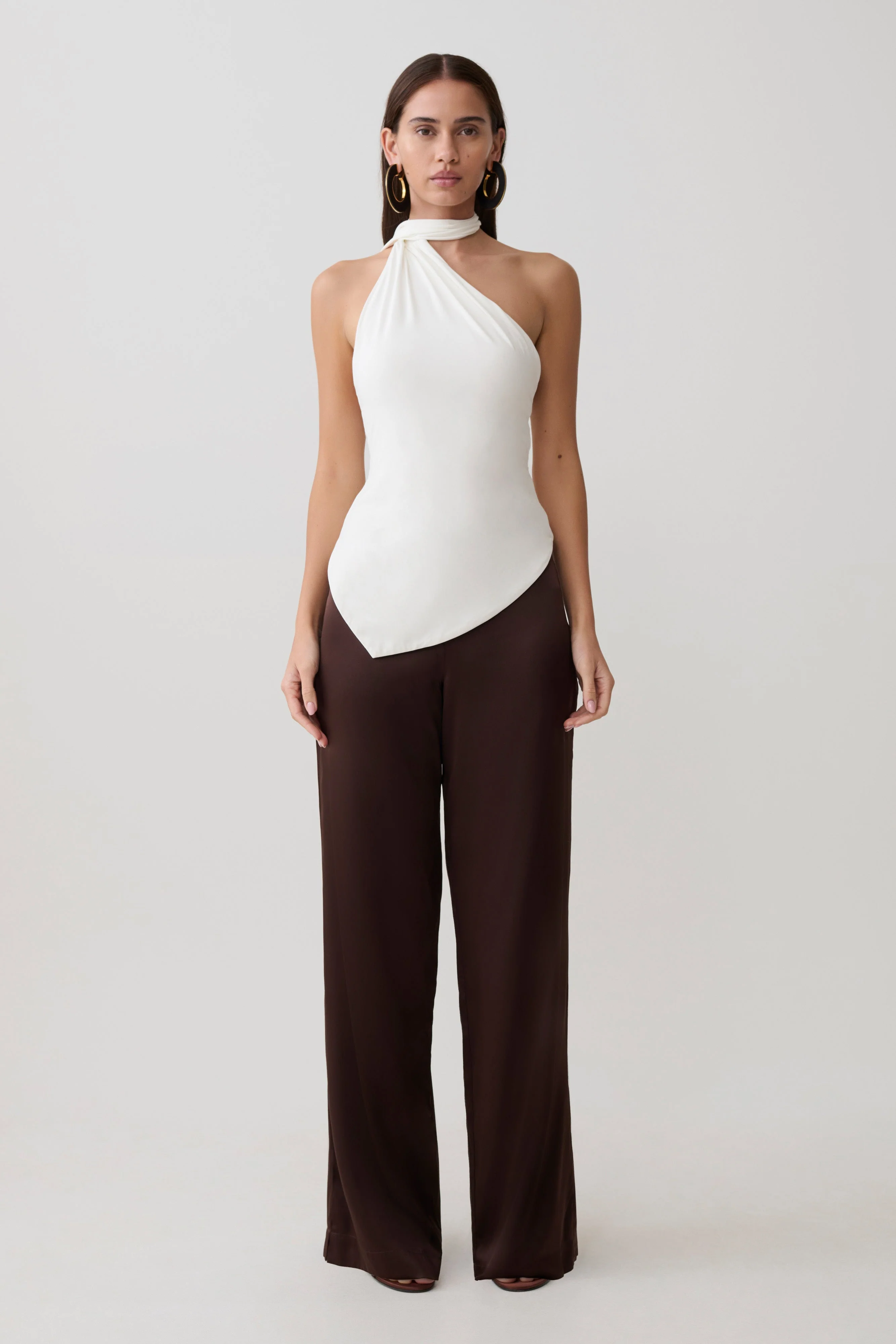 Jemma One Shoulder Tie Top - White - Image 6
