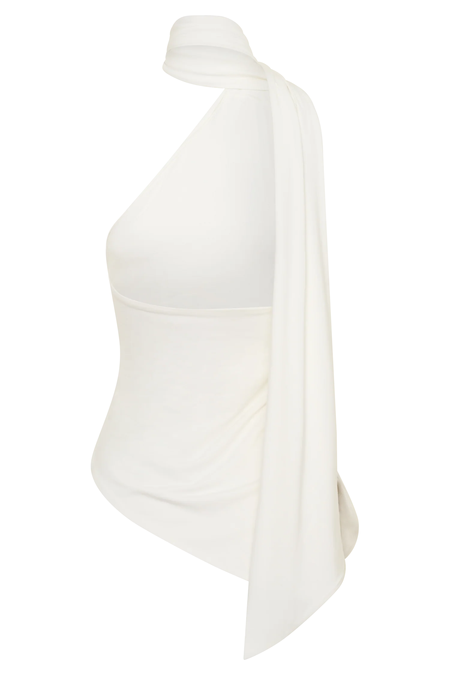 Jemma One Shoulder Tie Top - White - Image 8