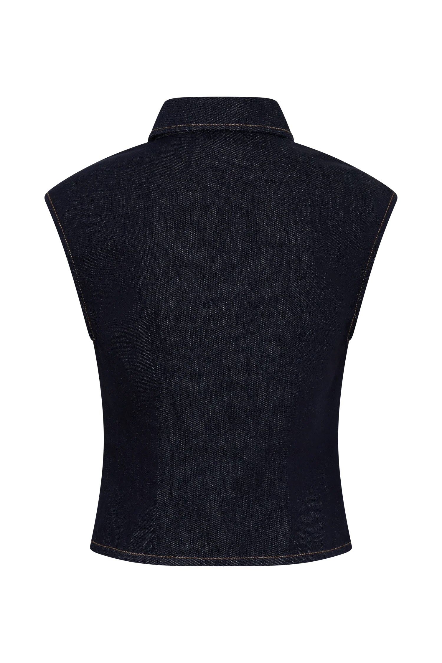 Jeremy Collared Denim Longline Top - Washed Indigo Blue - Image 8