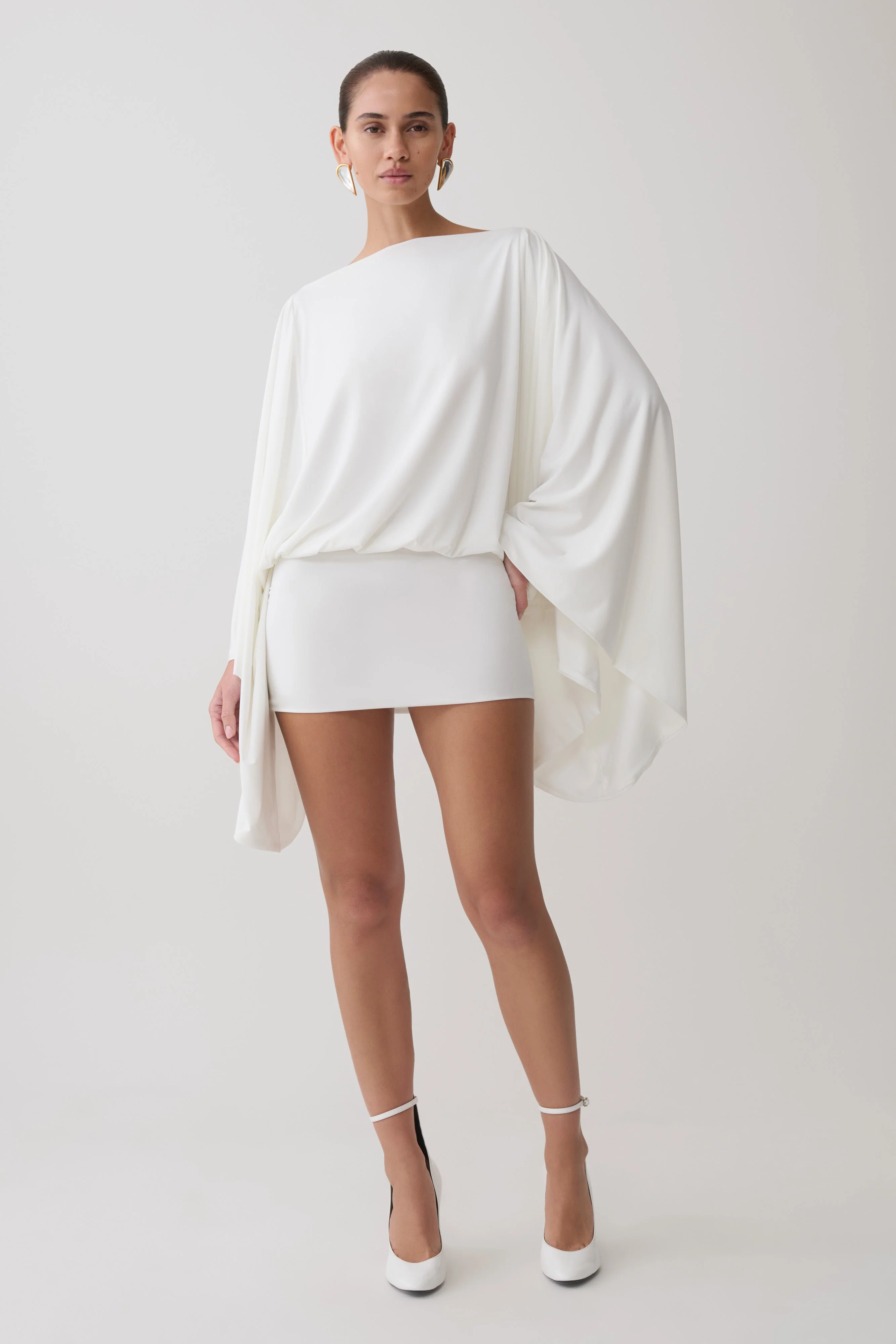 Jessy Draped Mini Dress - Ivory - Image 5