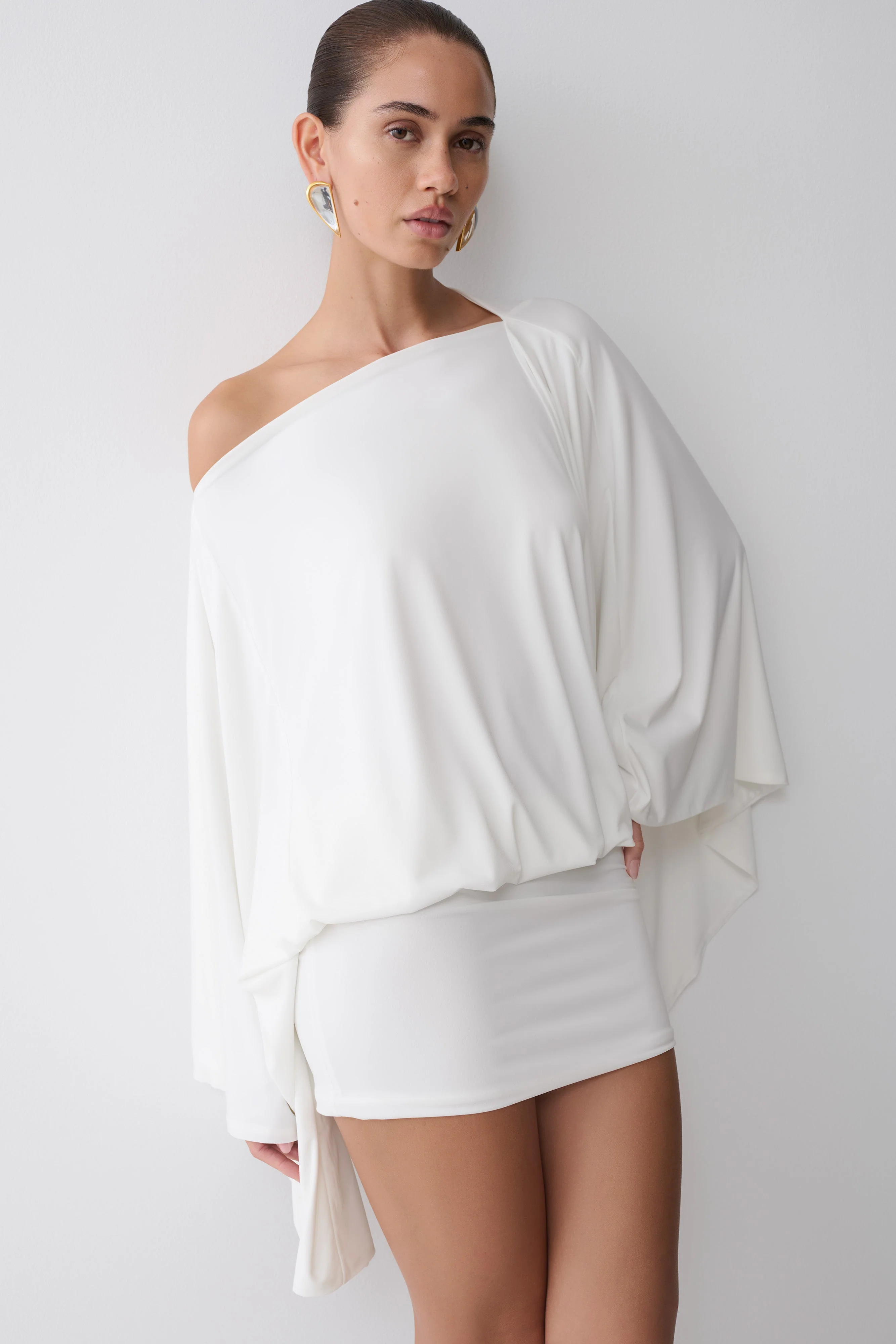 Jessy Draped Mini Dress - Ivory - Image 6