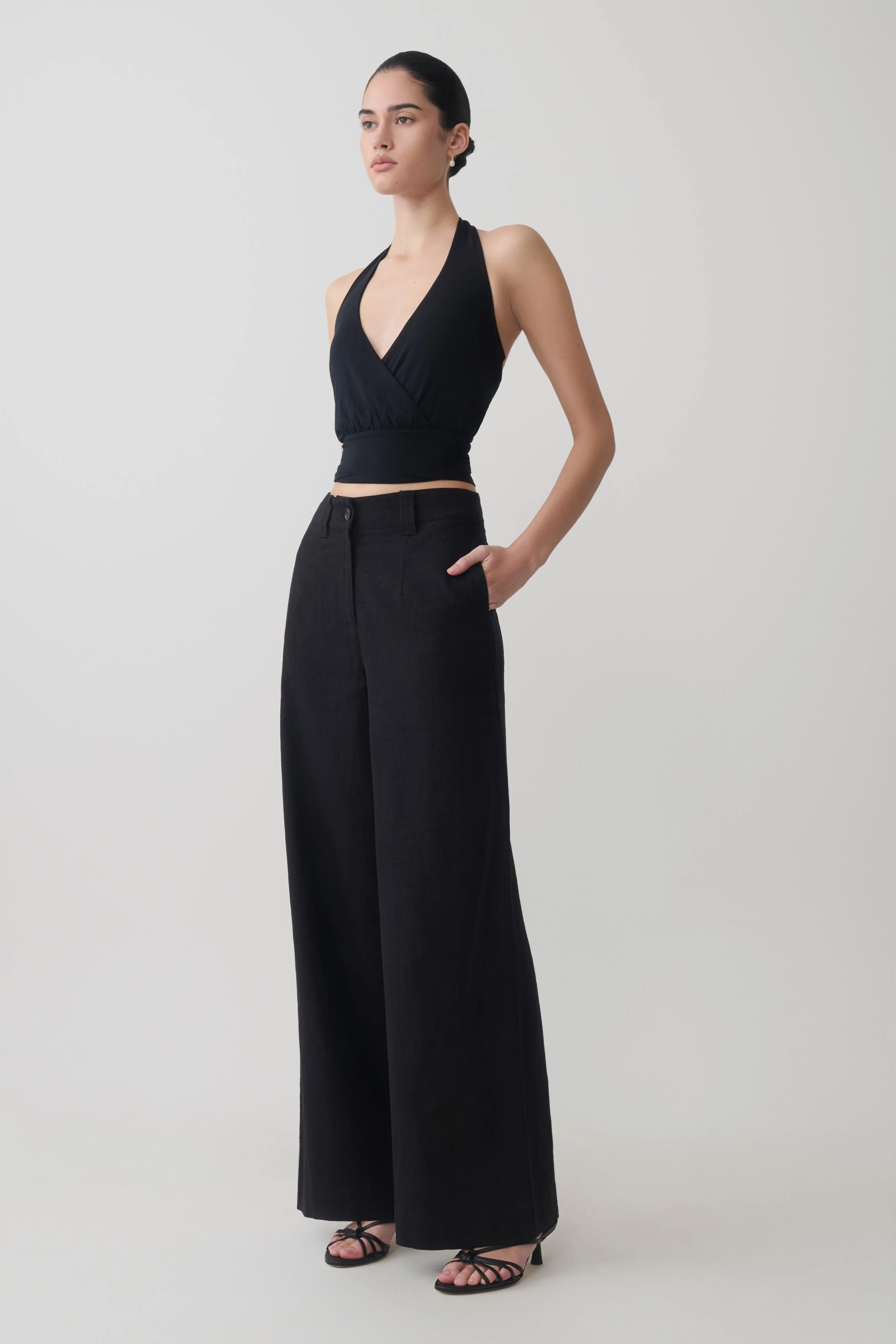 Jina Draped Halter Top - Black - Image 4