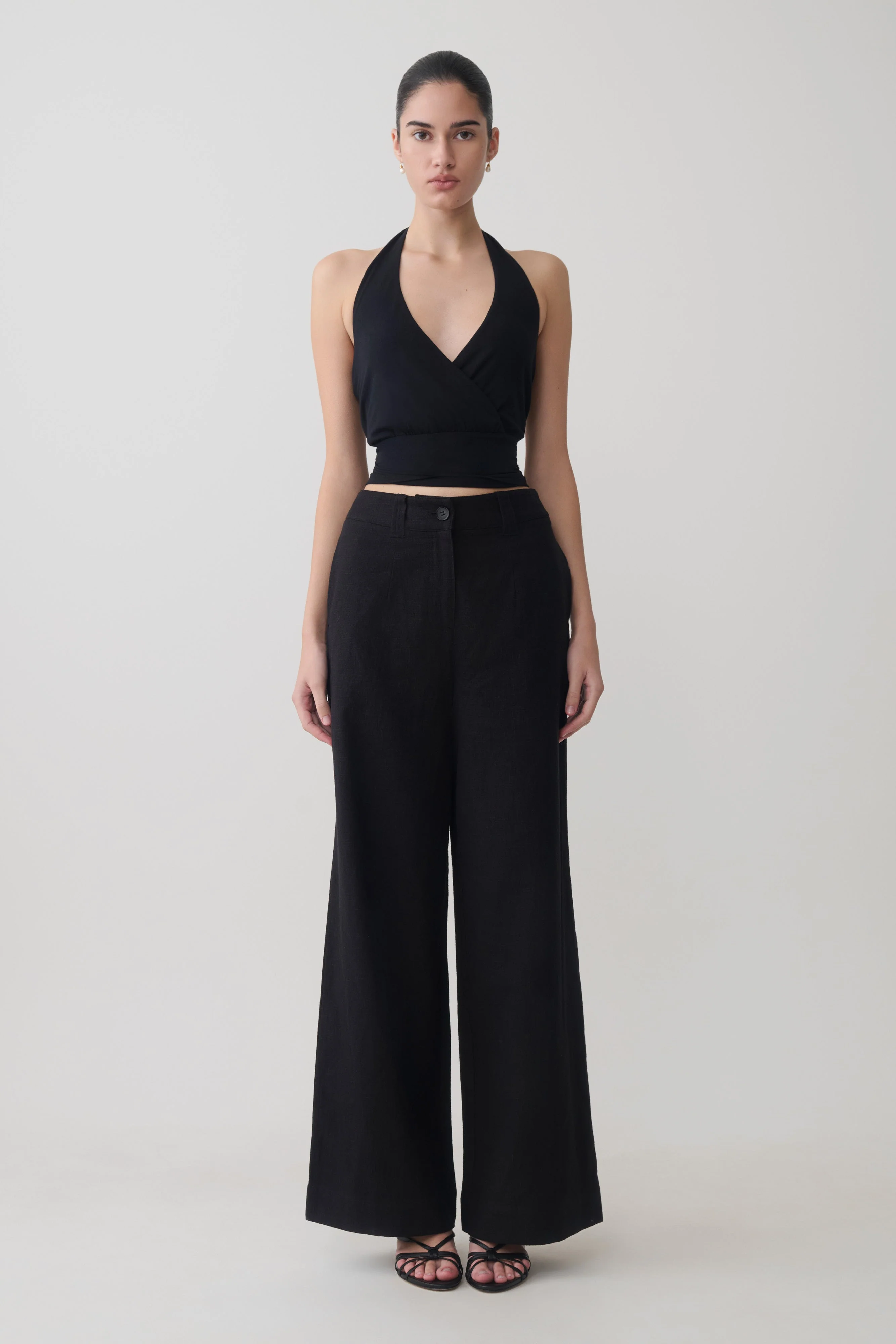 Jina Draped Halter Top - Black - Image 6