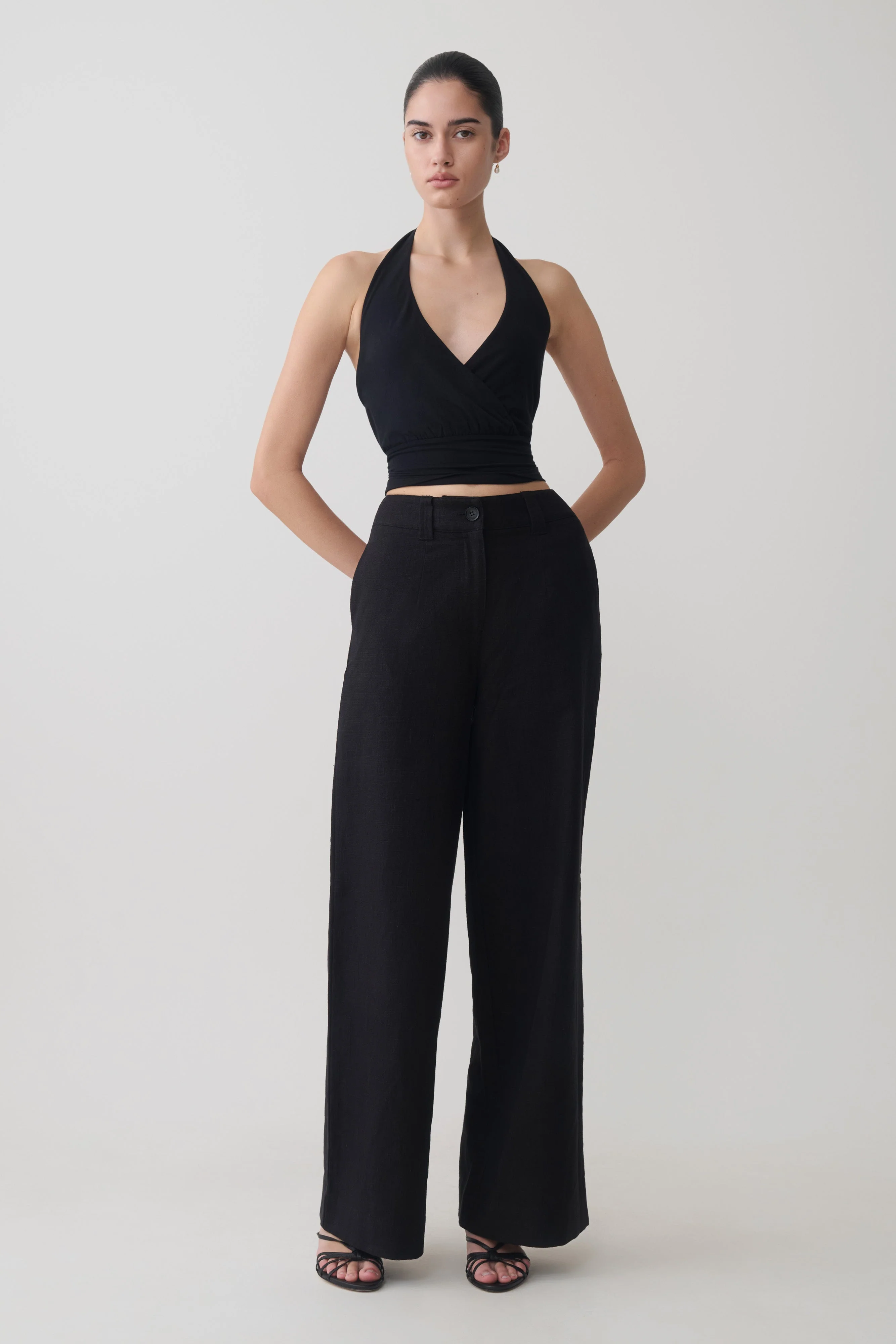 Jina Draped Halter Top - Black - Image 7