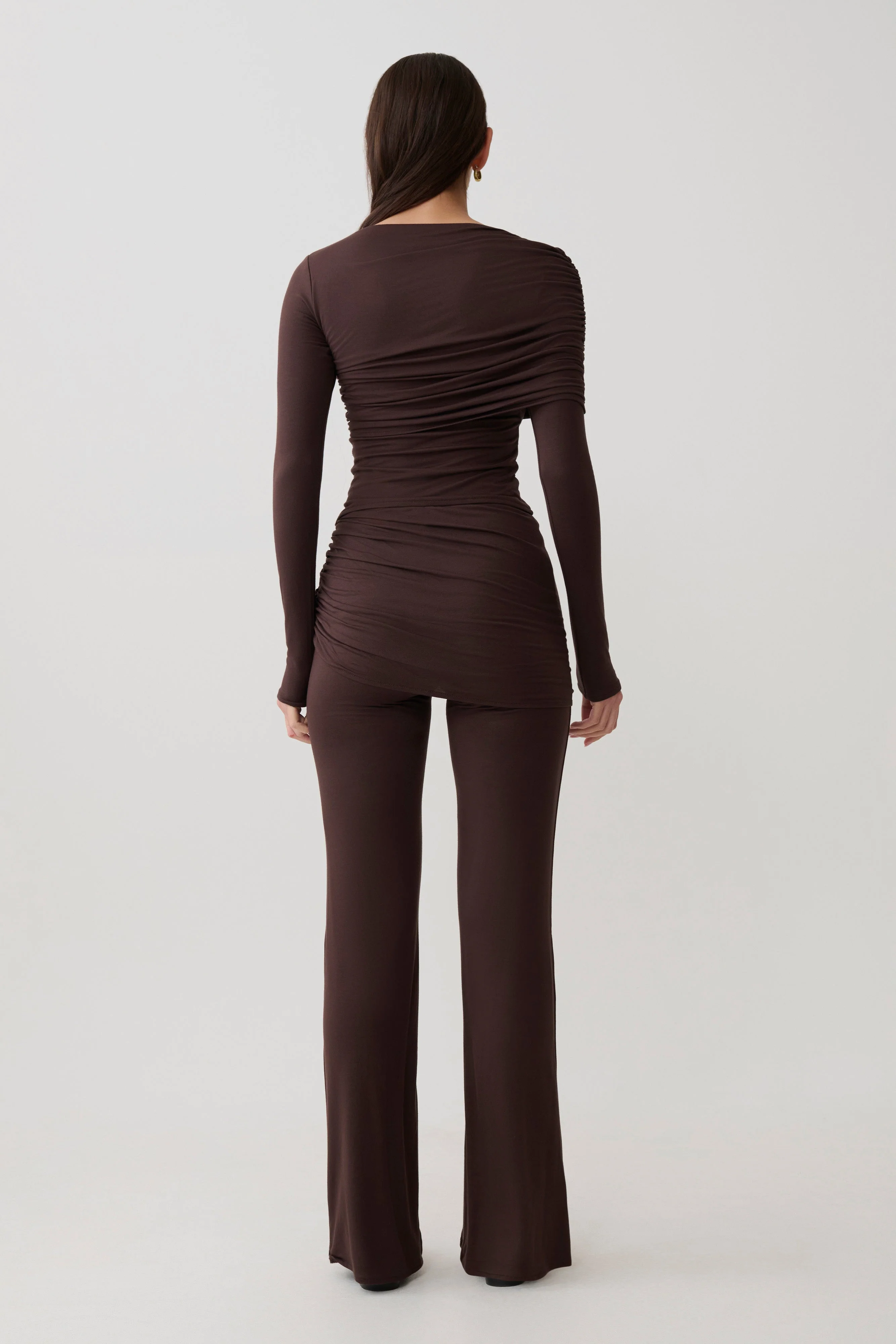 Keaton Modal Long Sleeve Overlay Top - Espresso - Image 5