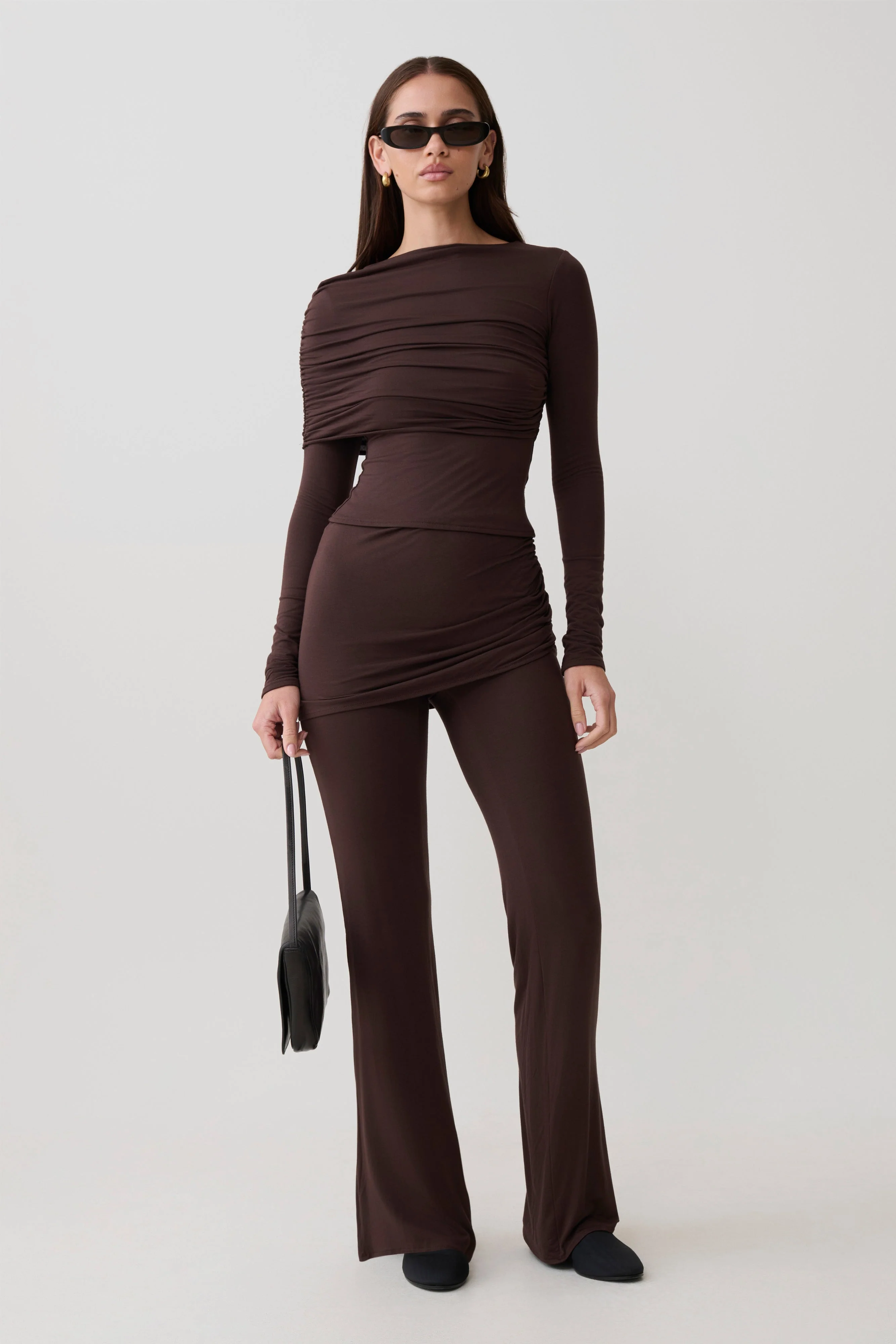Keaton Modal Long Sleeve Overlay Top - Espresso - Image 6