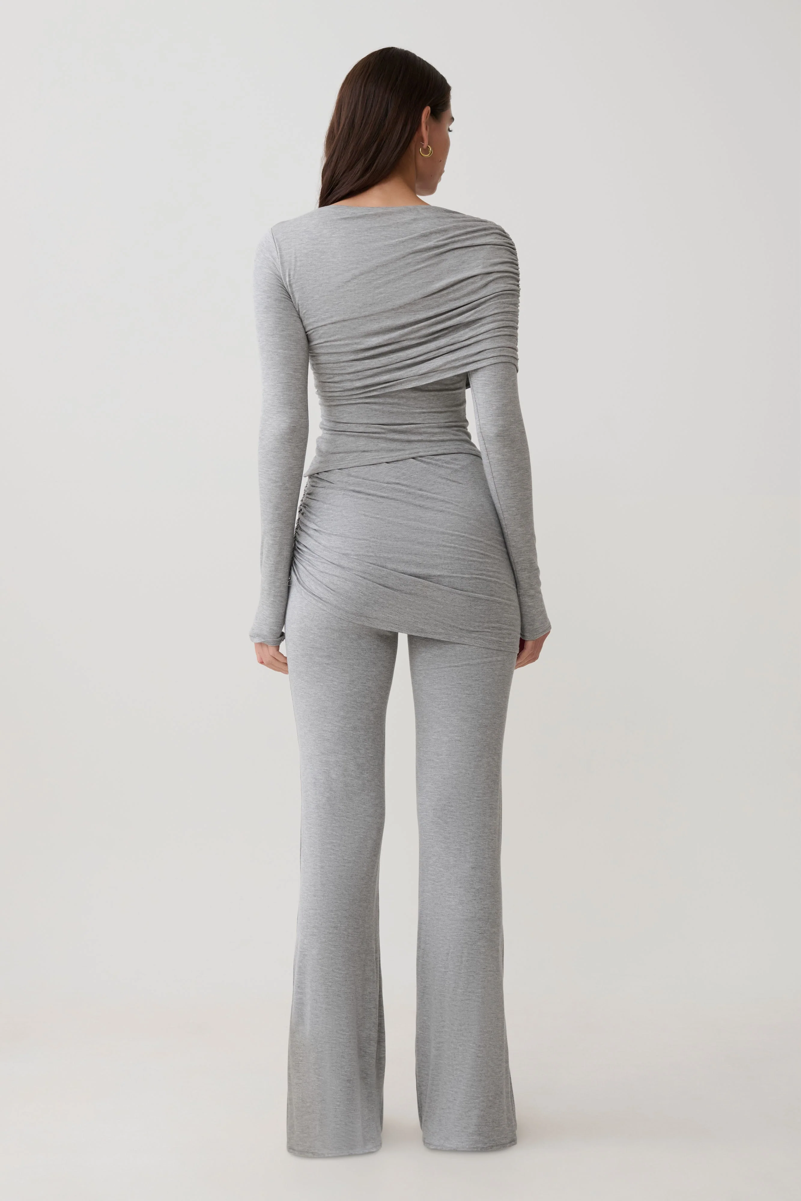 Keaton Modal Long Sleeve Overlay Top - Grey Marle - Image 5