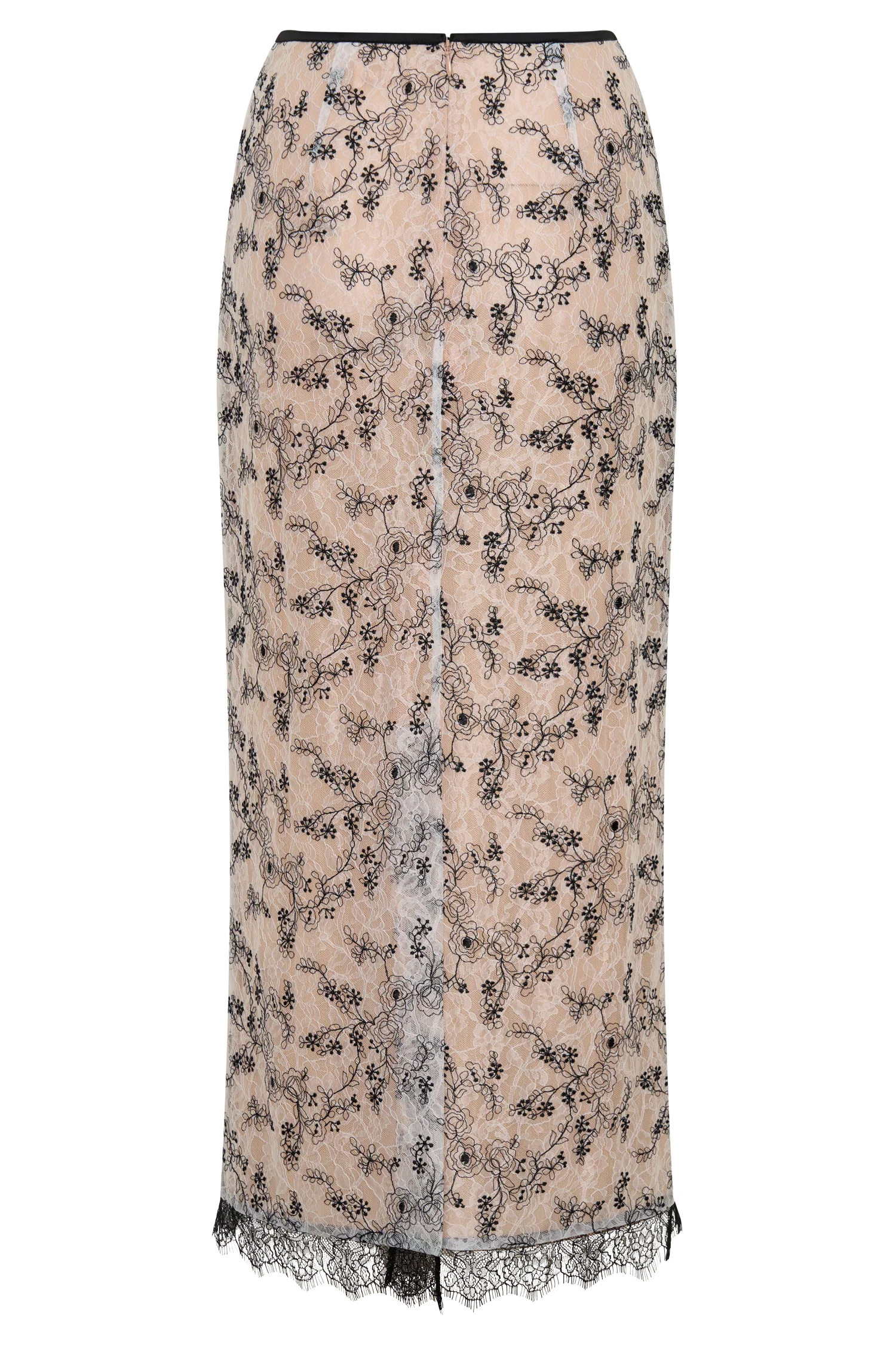 Kimberly Lace Pencil Midi Skirt - Nude Lace - Image 10