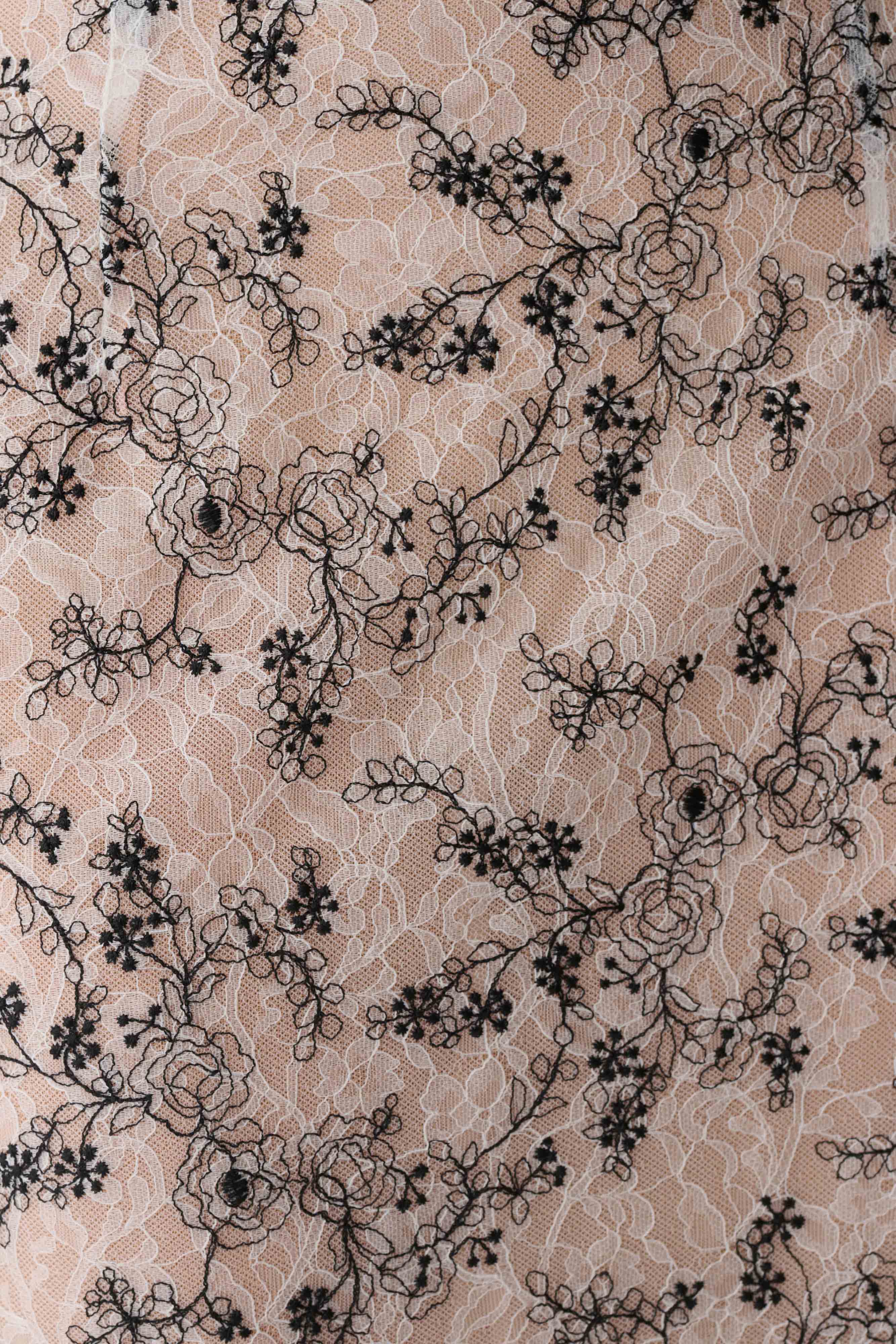 Kimberly Lace Pencil Midi Skirt - Nude Lace - Image 9