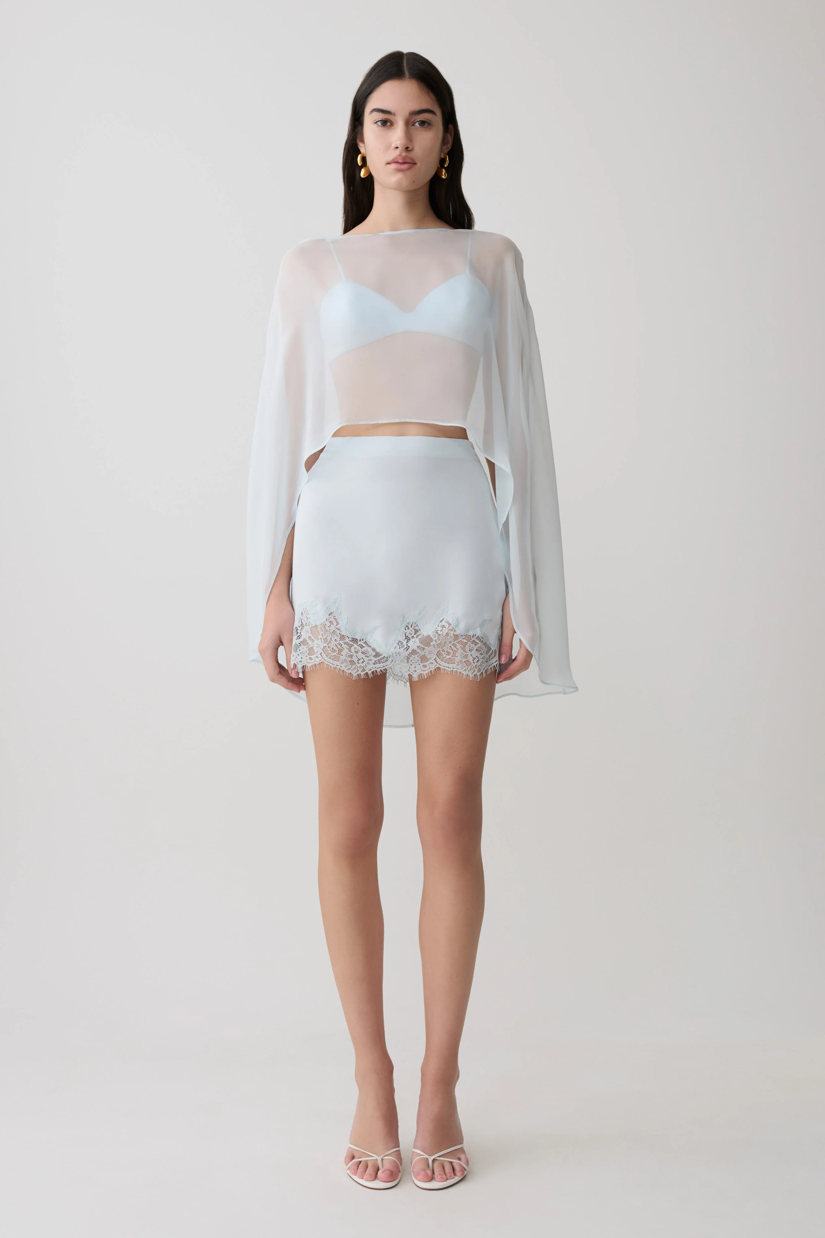Kirstine Bralette With Chiffon Cape - Ice Blue - Image 6