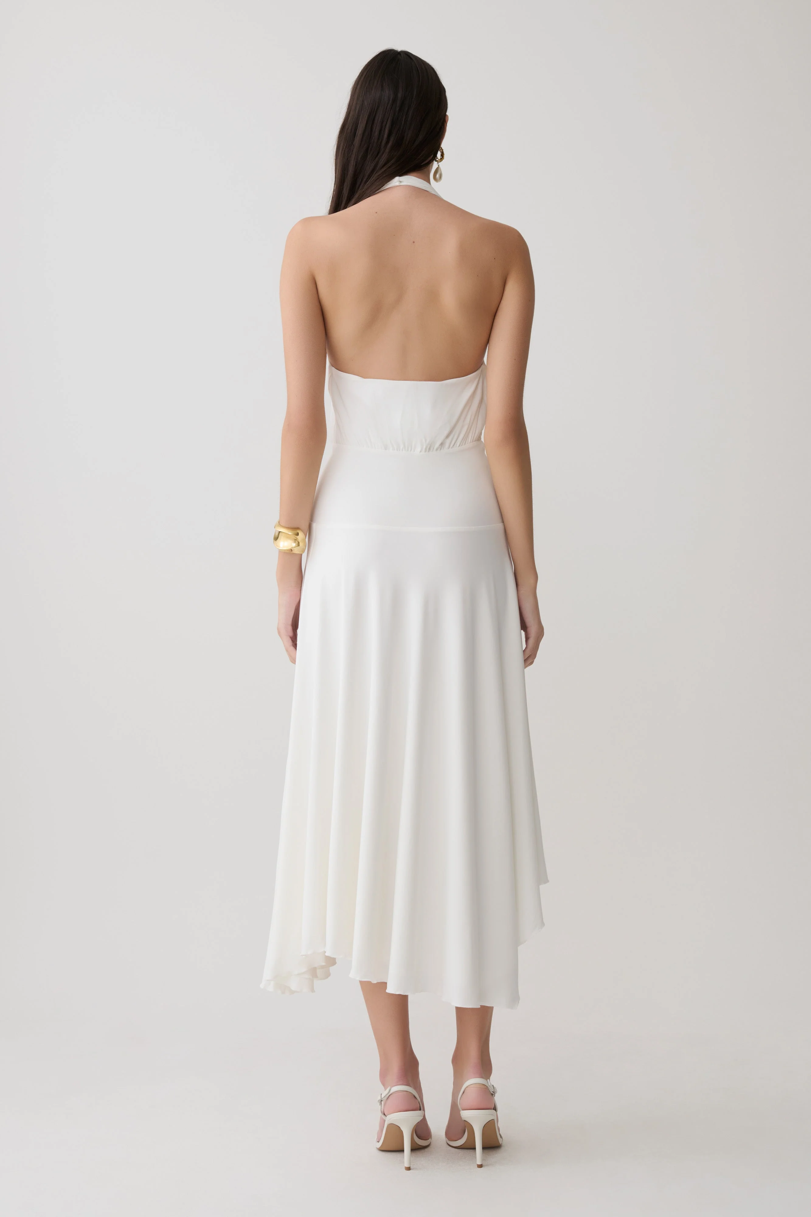 Krish Hankie Halter Midi Dress - White - Image 2