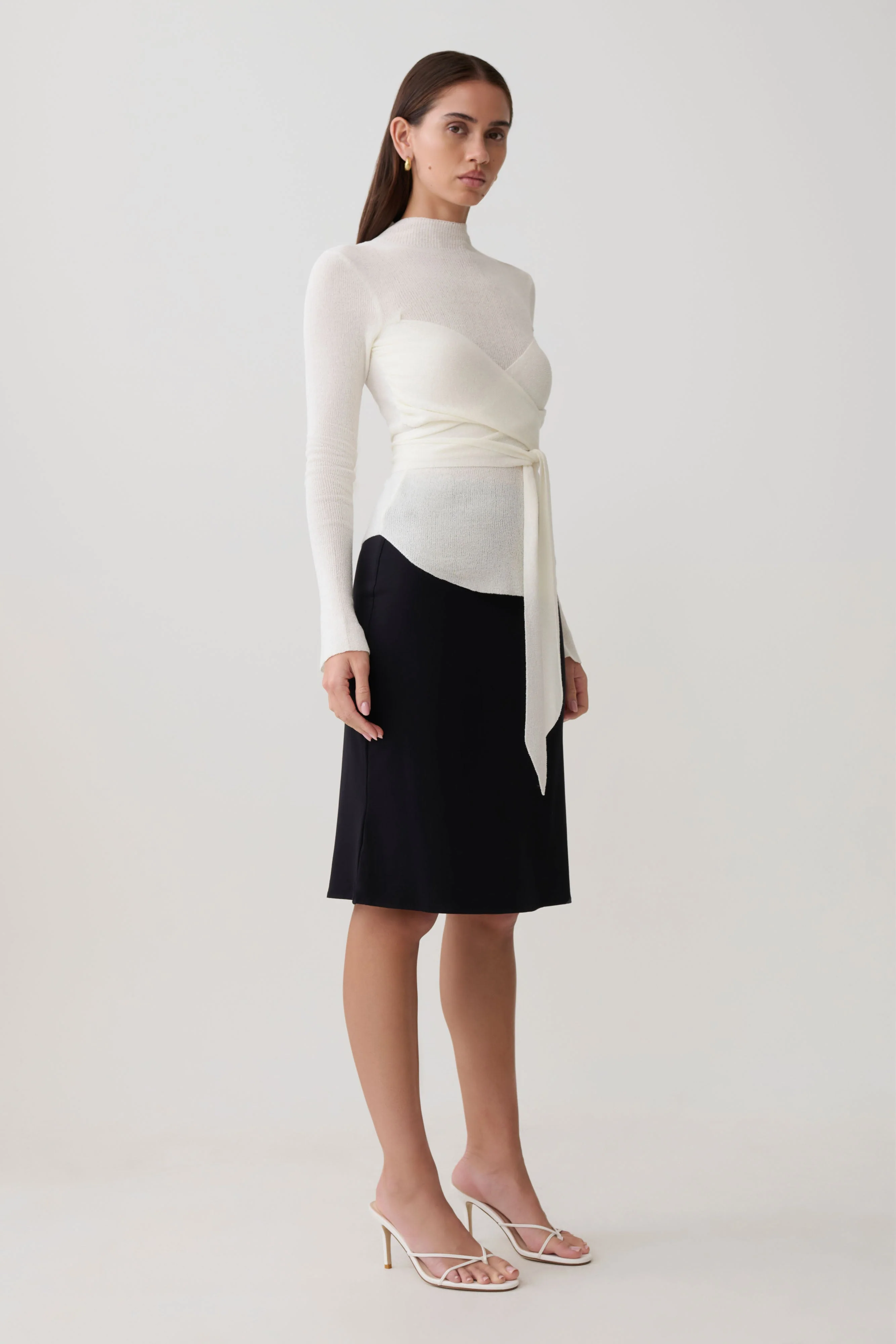 Lawson Wrap Knit Long Sleeve Top - White - Image 5