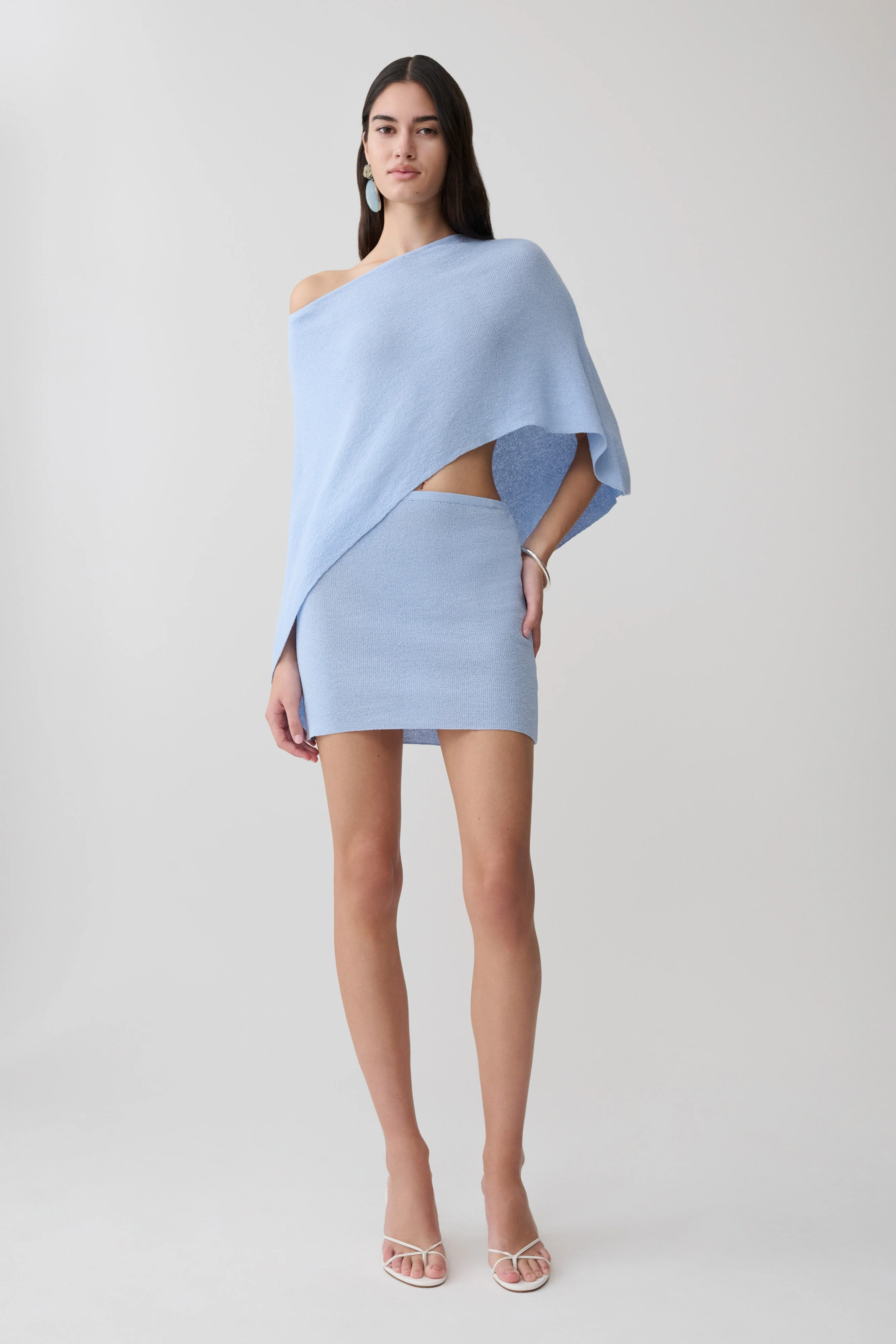 Loura Mid Rise Knit Mini Skirt - Cornflower Blue - Image 3