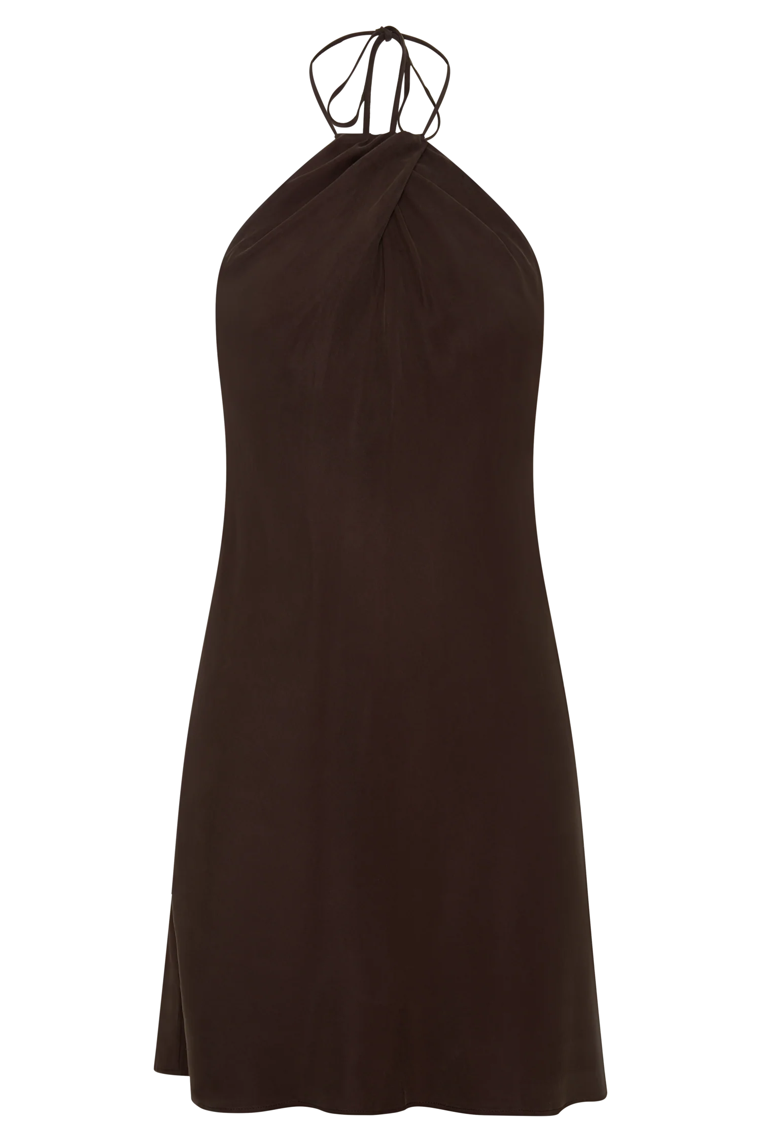 Maggie Cupro Halter Mini Dress - Dark Chocolate - Image 7