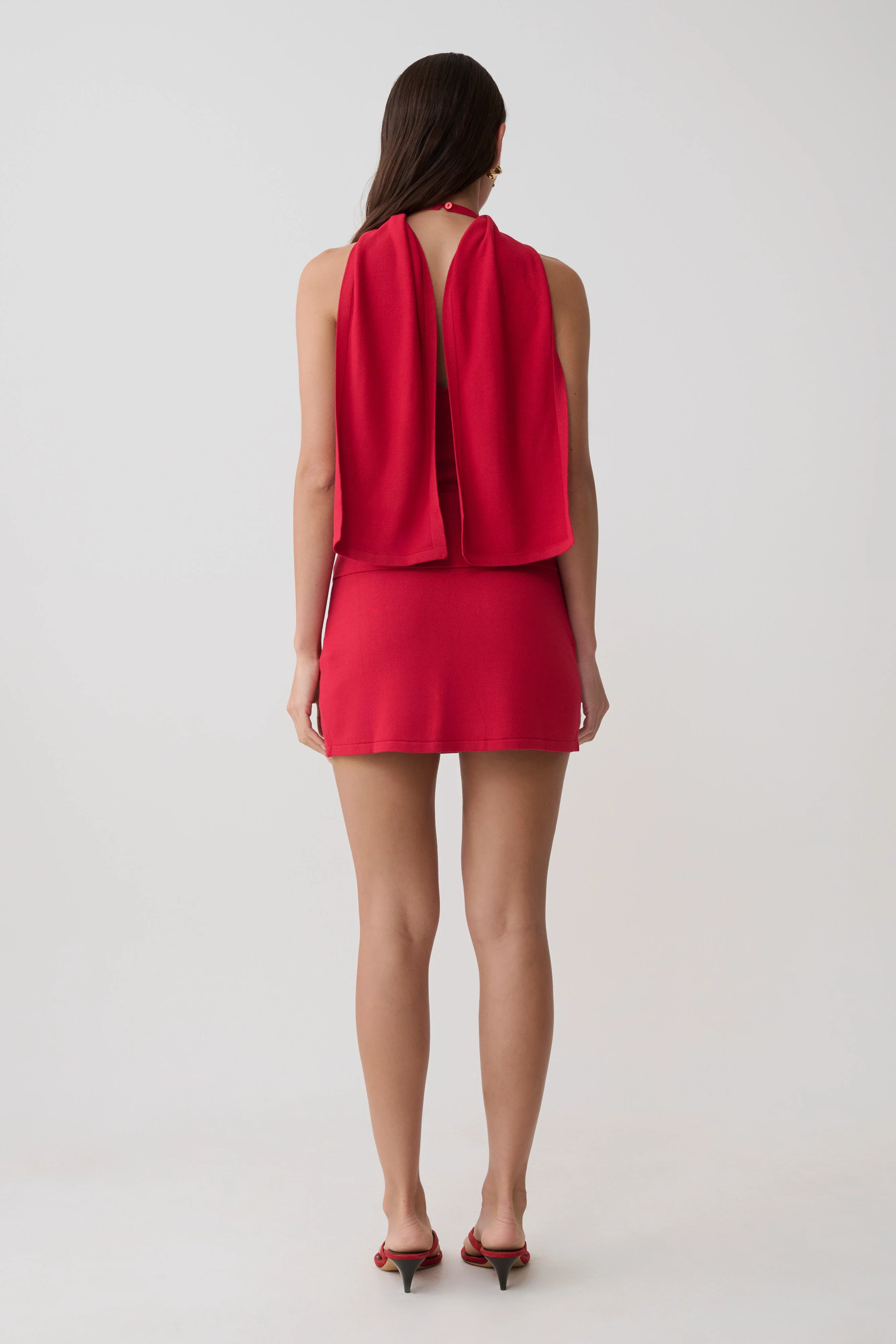 Misty Mid Rise Knit Mini Skirt - Red - Image 5