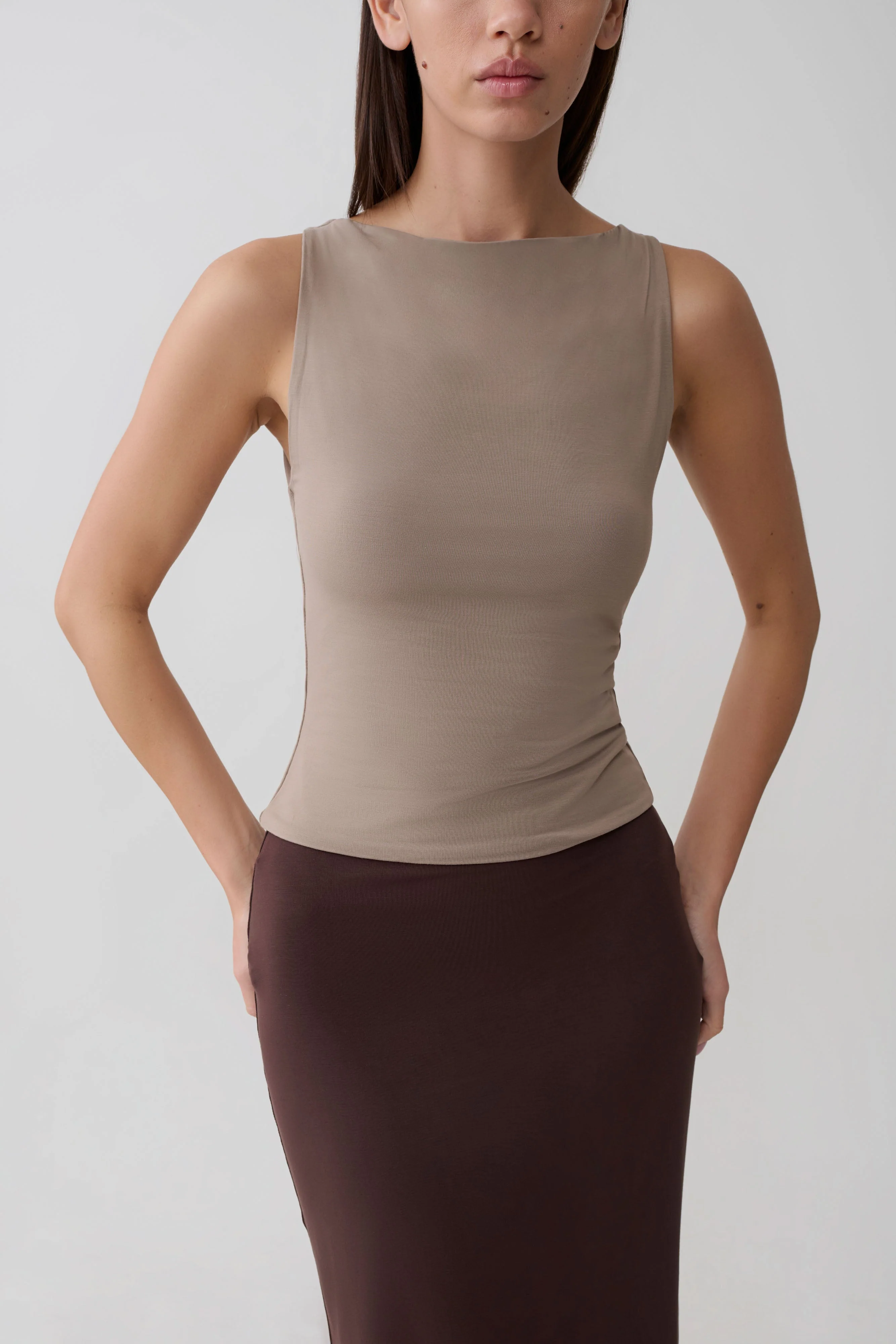 Nicolette Sleeveless Tank Top - Neutral - Image 3