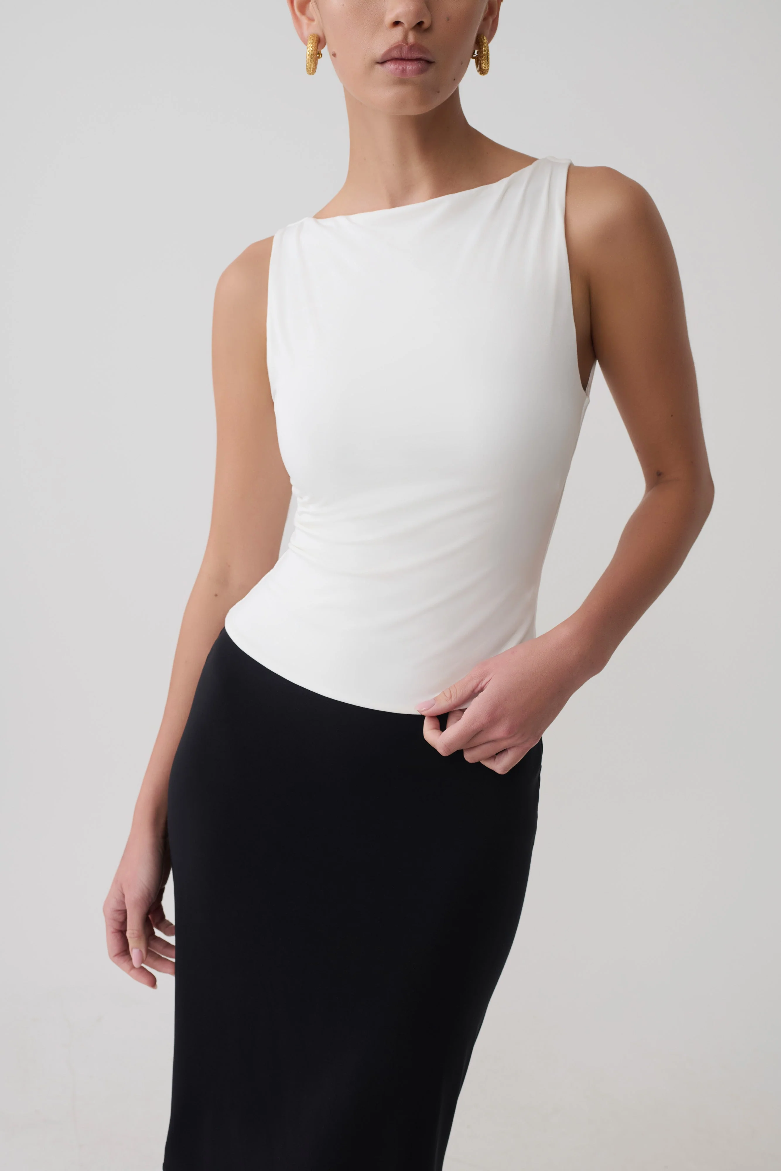 Nicolette Sleeveless Tank Top - White - Image 3