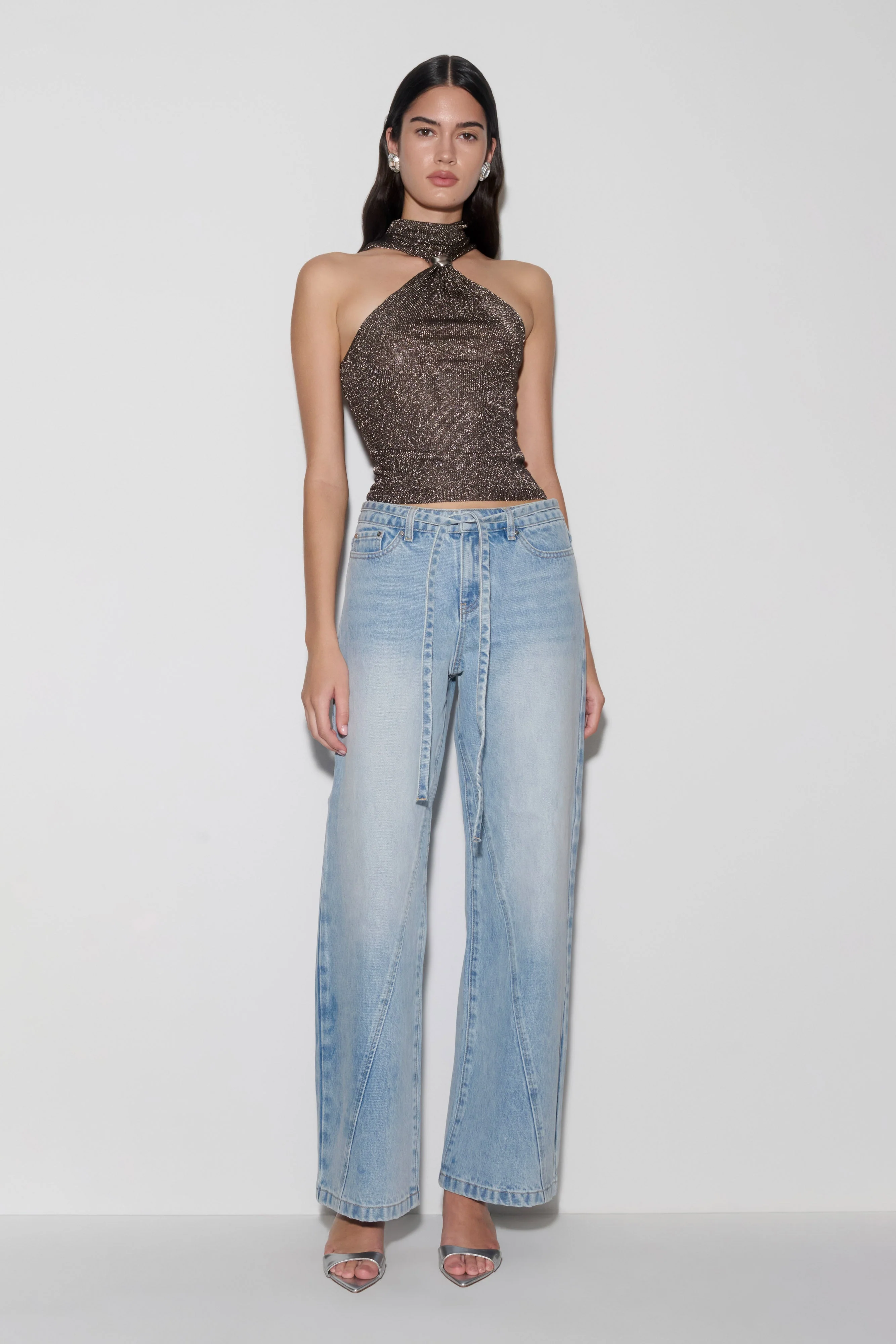 Nikki Lurex Top With Hardware - Gunmetal - Image 3