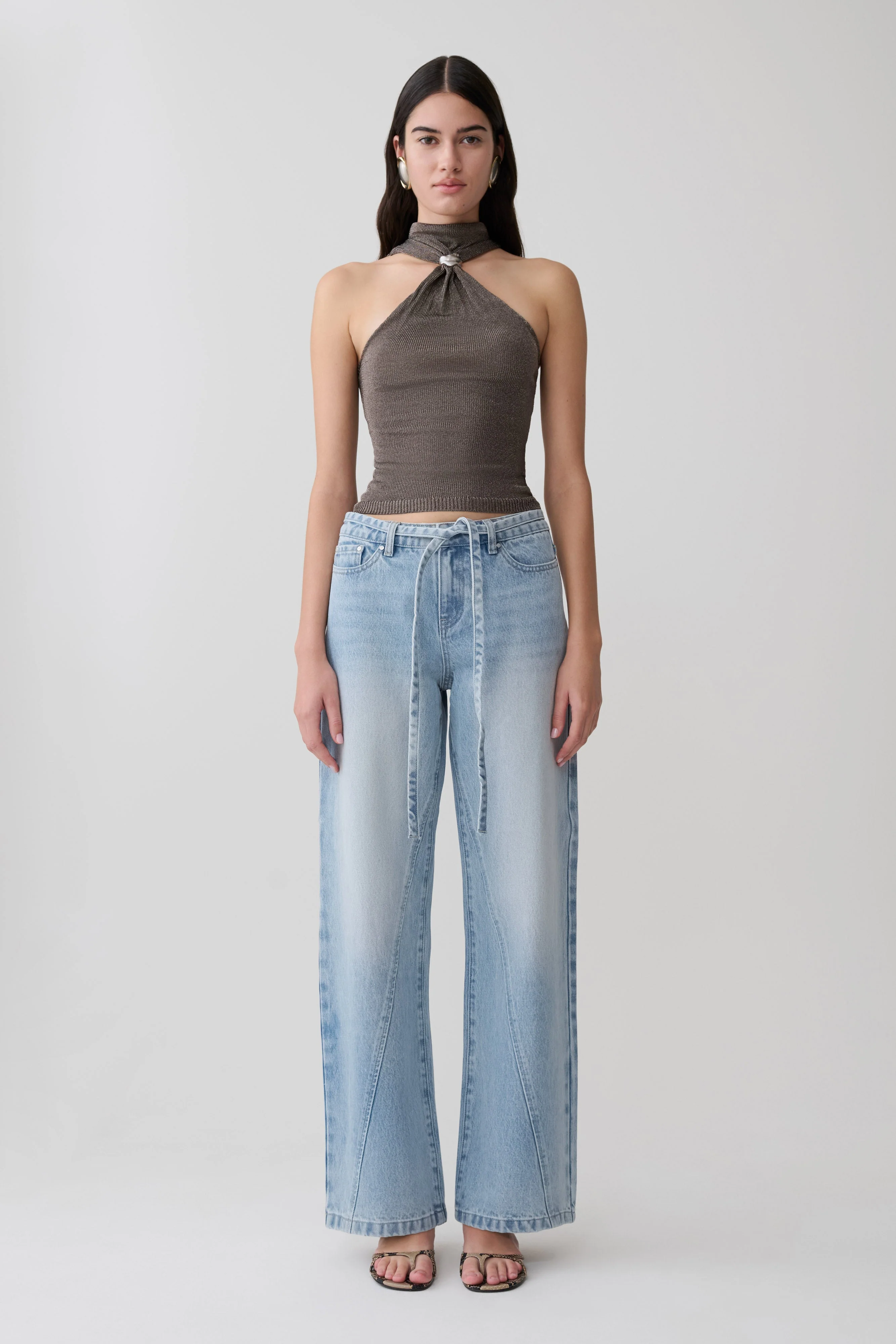 Nikki Lurex Top With Hardware - Gunmetal - Image 5