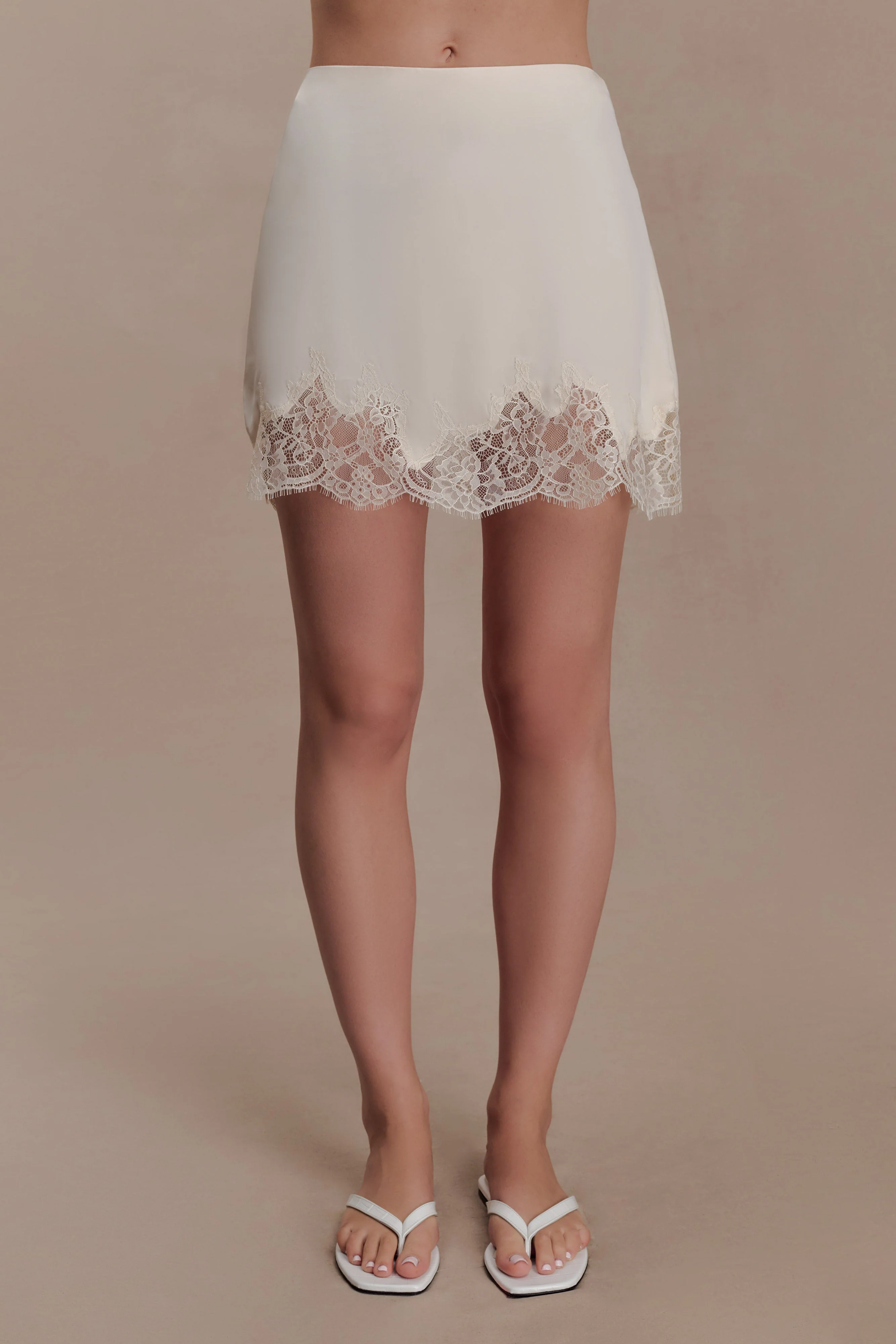 Nina Lace And Satin Mini Skirt - Ivory - Image 6