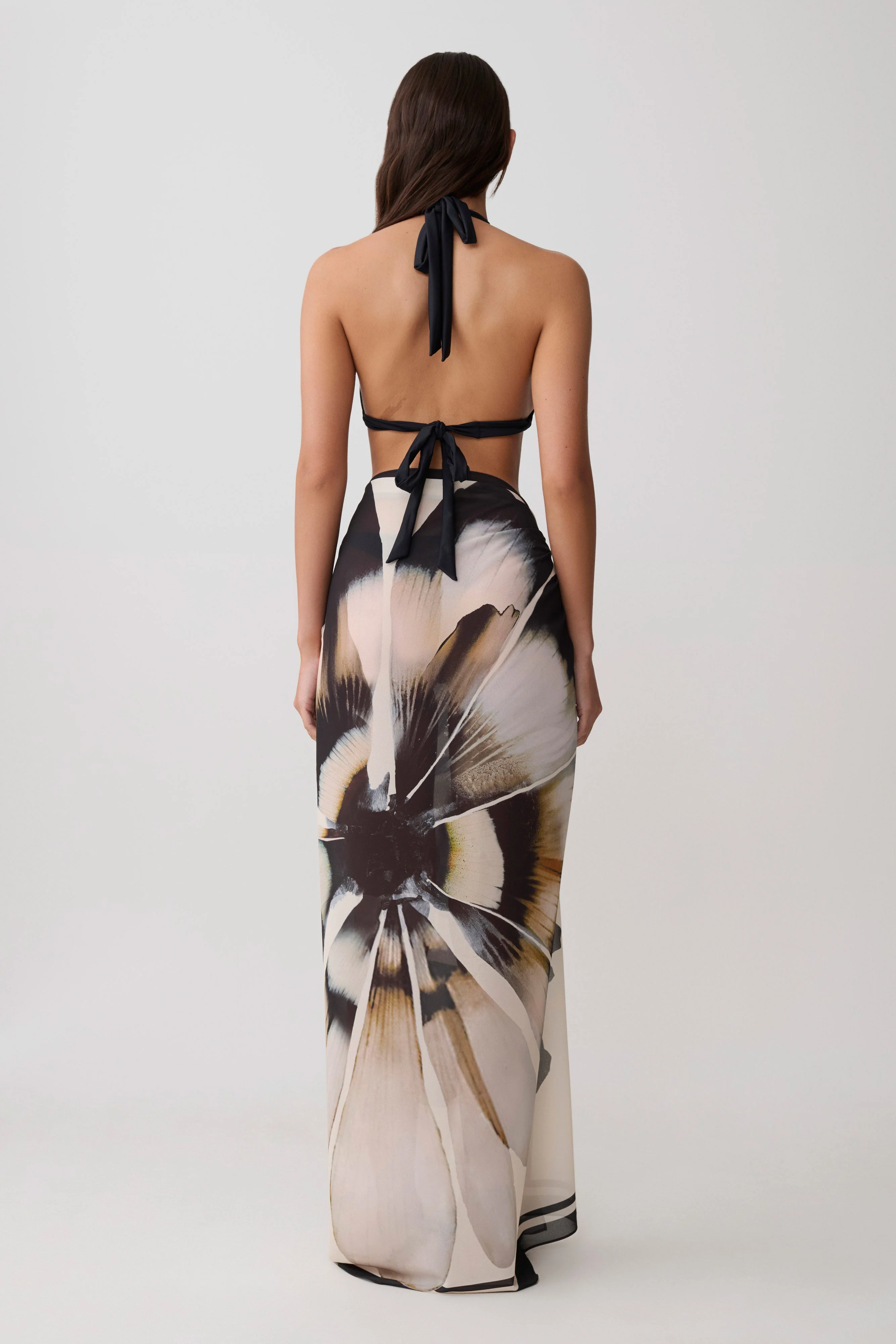 Noa Chiffon Scarf Sarong - Ivory Base Floral Print - Image 2