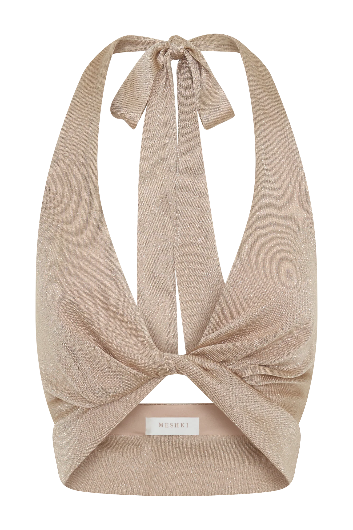 Nola Draped Lurex Halter Top - Gold - Image 11