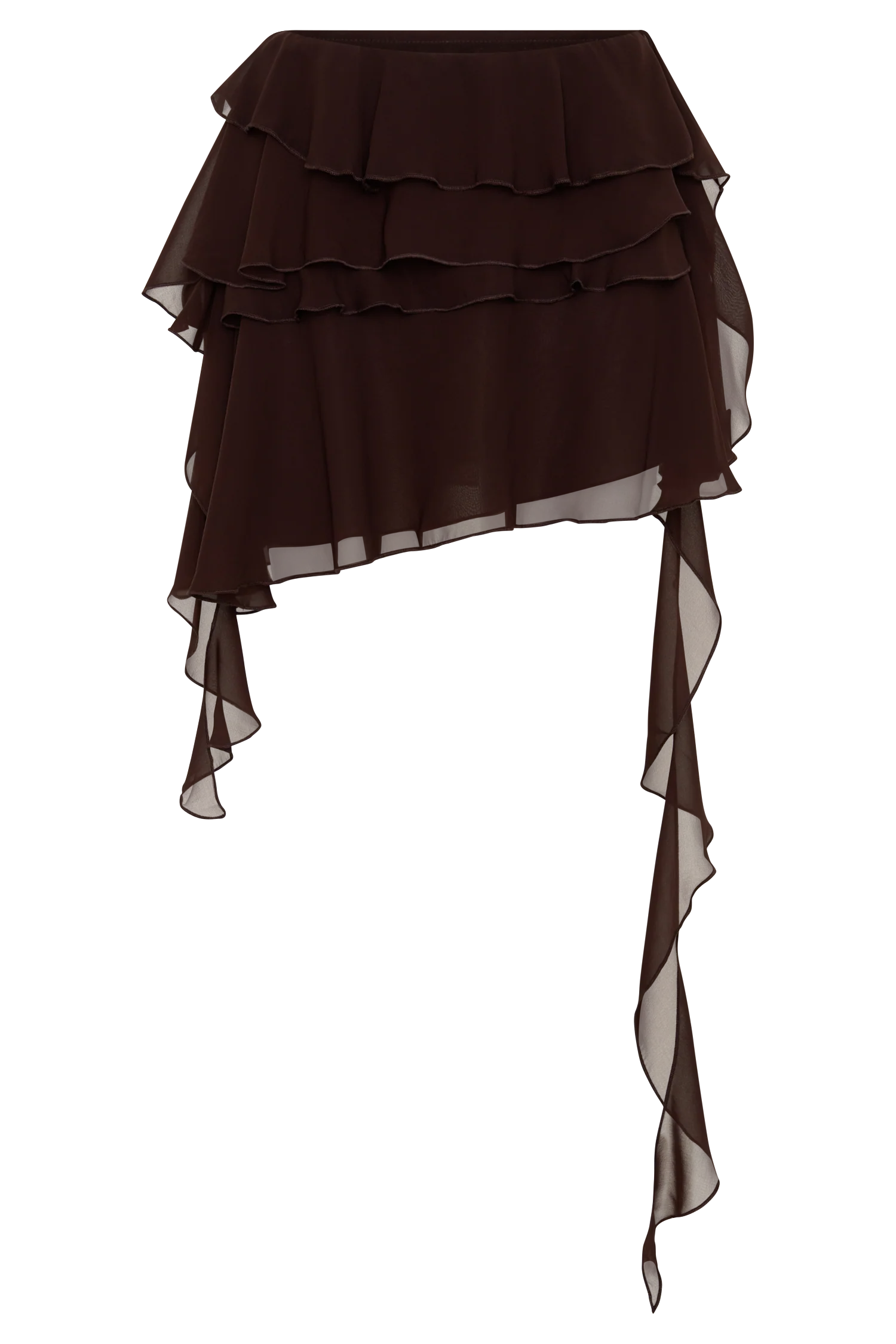 Nora Chiffon Layered Mini Skirt - Cacao Brown - Image 11
