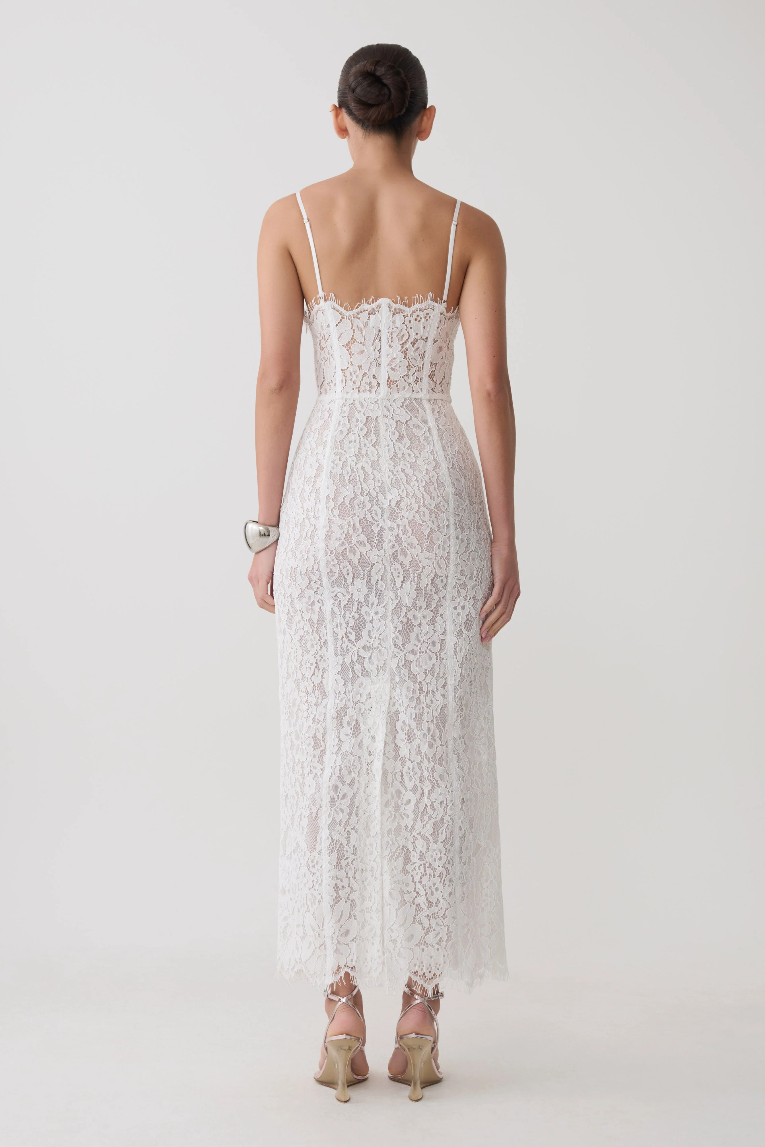 Ottilie Lace And Mesh Midi Dress - White - Image 2