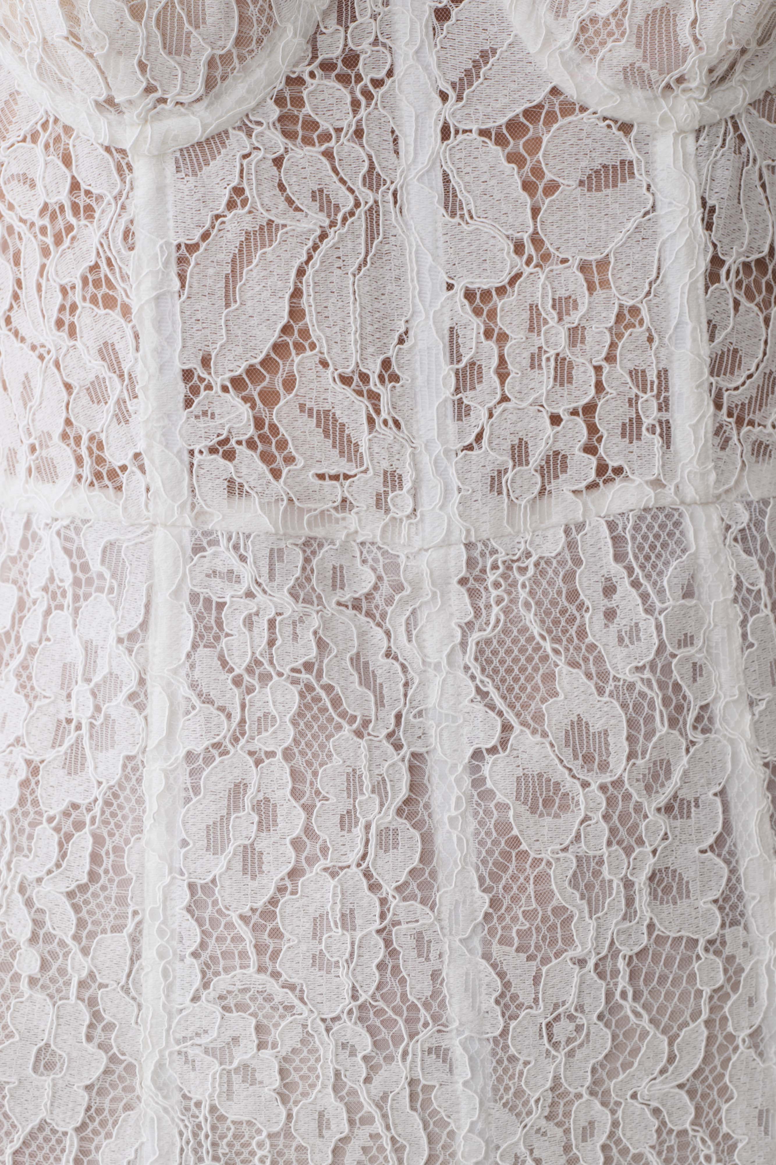 Ottilie Lace And Mesh Midi Dress - White - Image 7