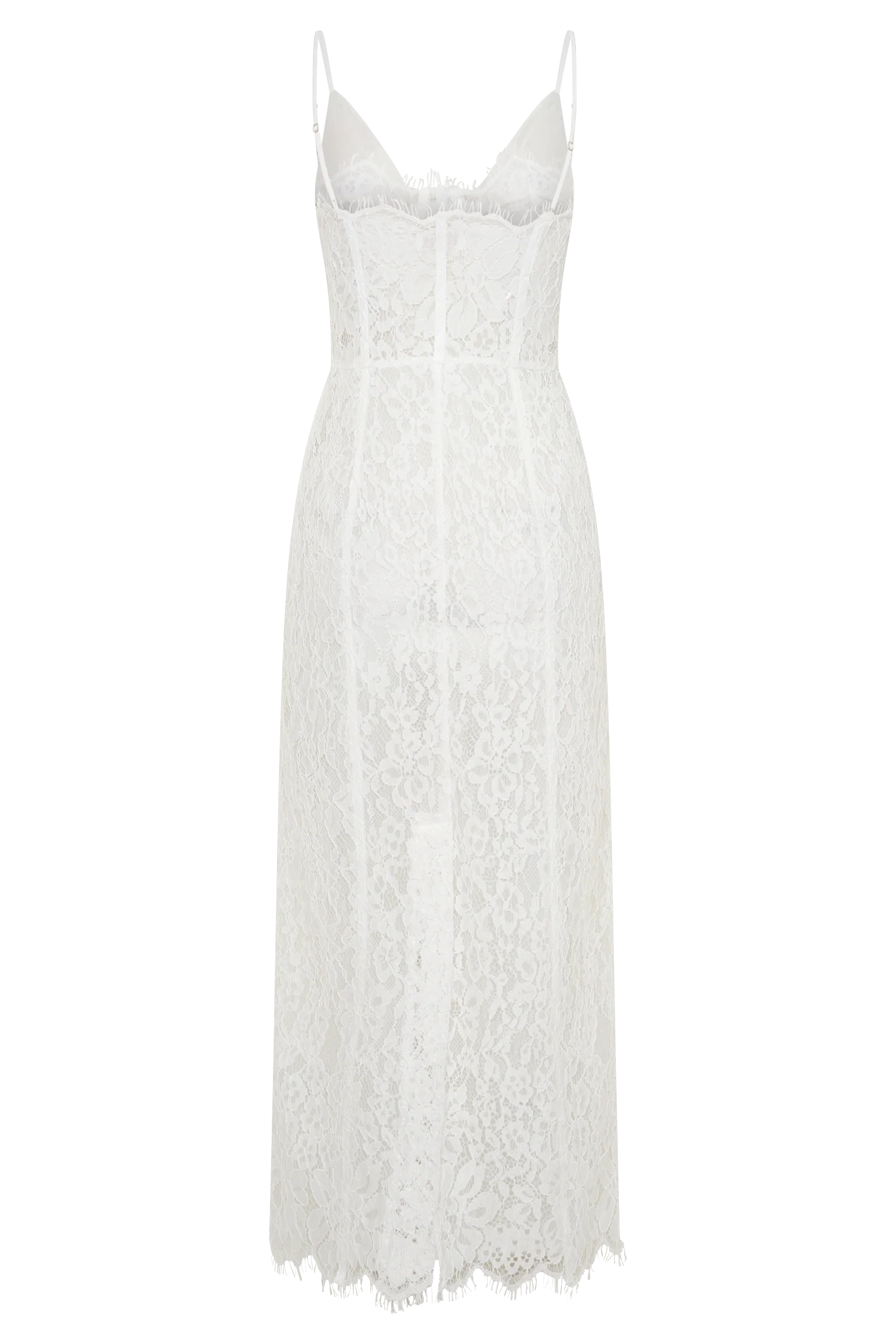 Ottilie Lace And Mesh Midi Dress - White - Image 8