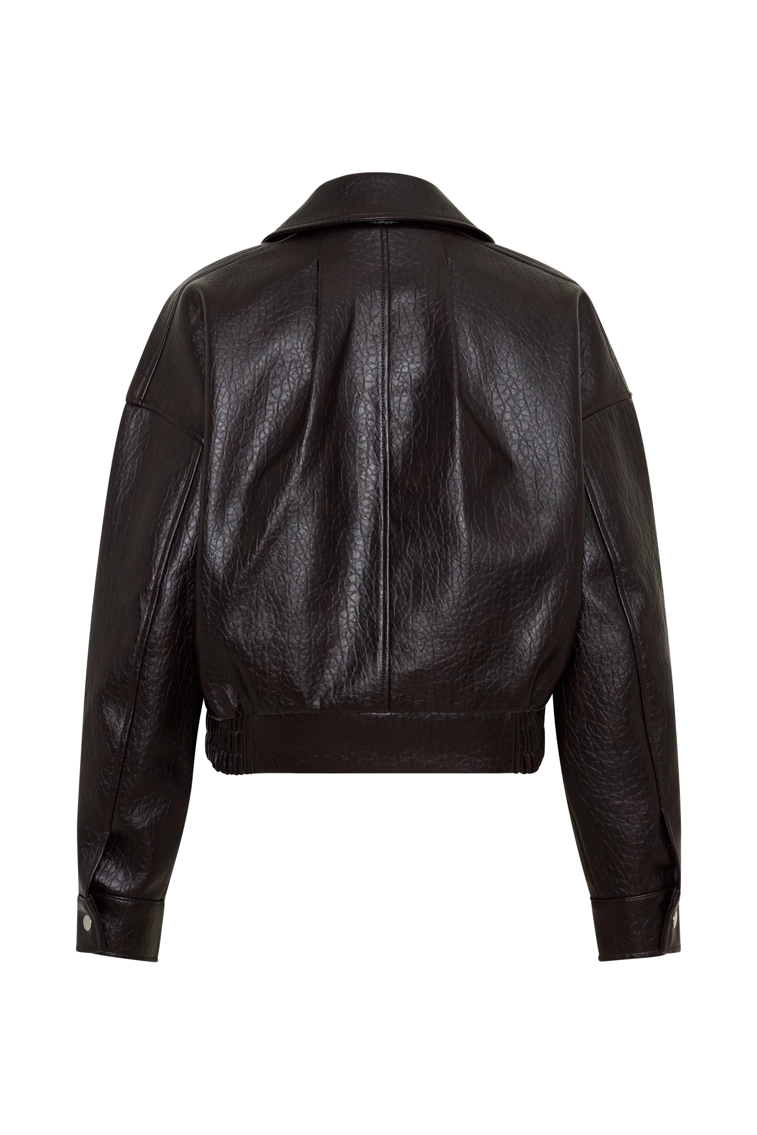 Paige Faux Leather Cropped Jacket - Cherry Brown - Image 11
