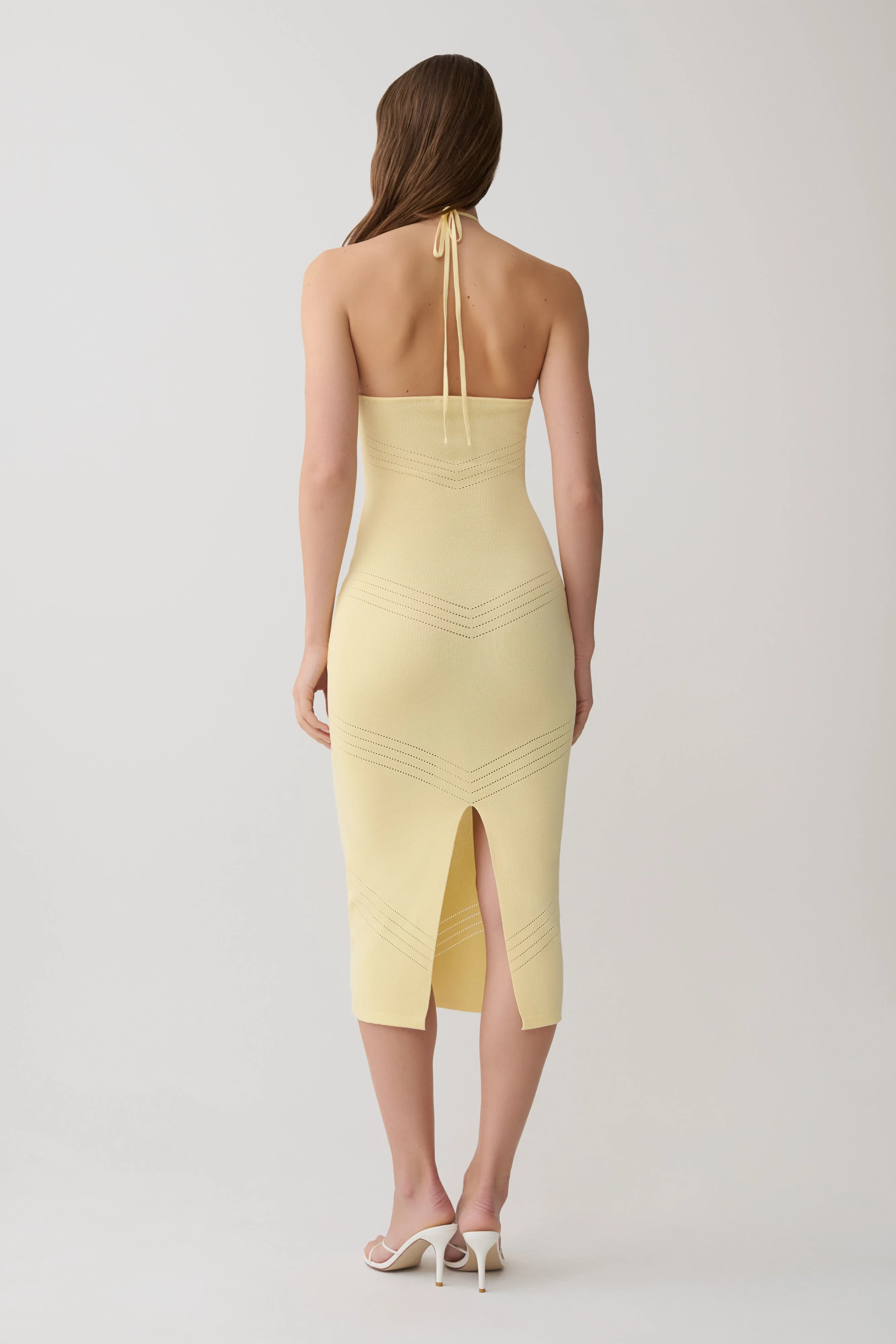 Penny Pointelle Midi Dress - Lemon - Image 2