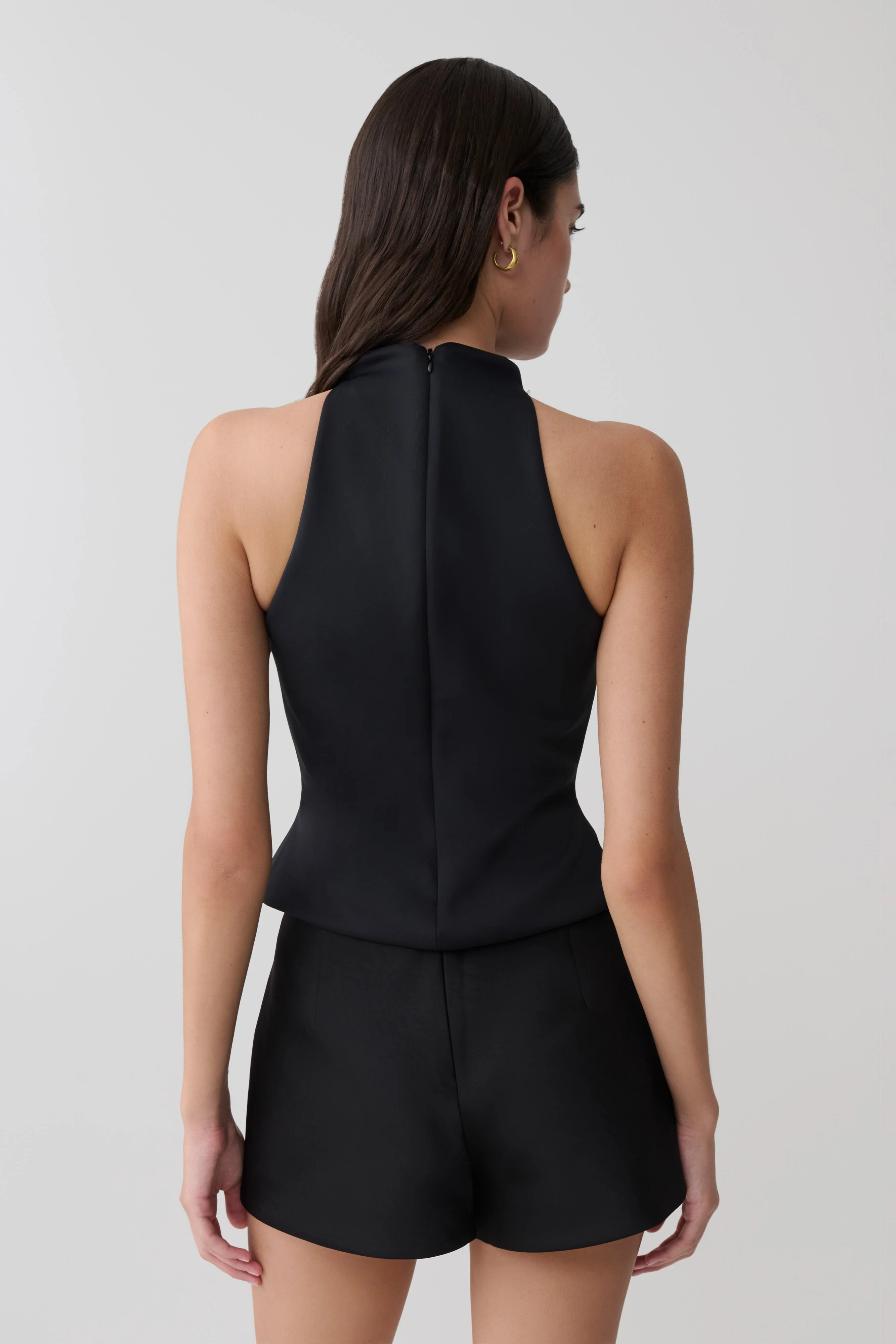 Portia Scuba Sleeveless Top - Black - Image 2