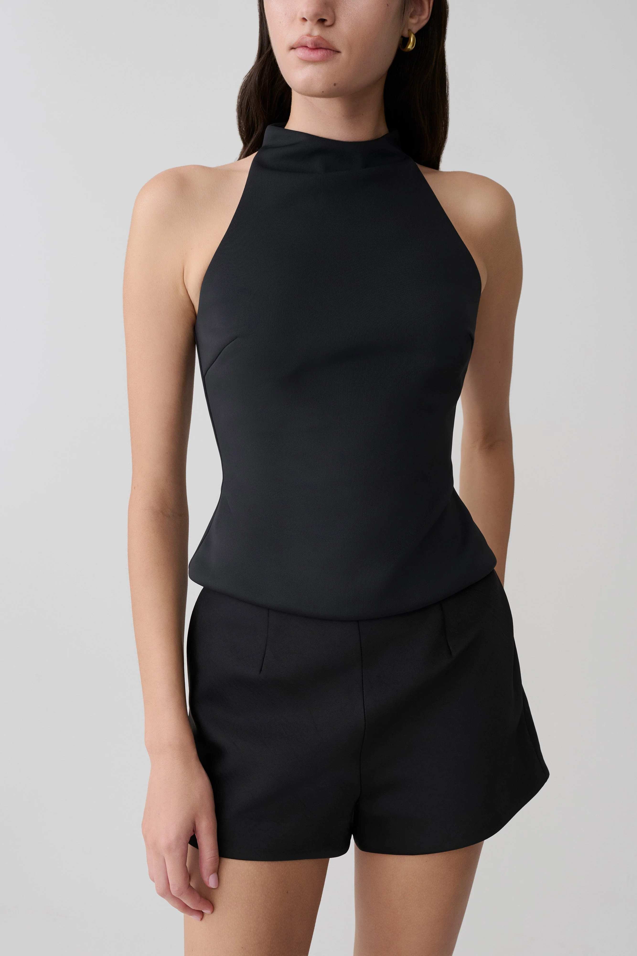 Portia Scuba Sleeveless Top - Black - Image 3