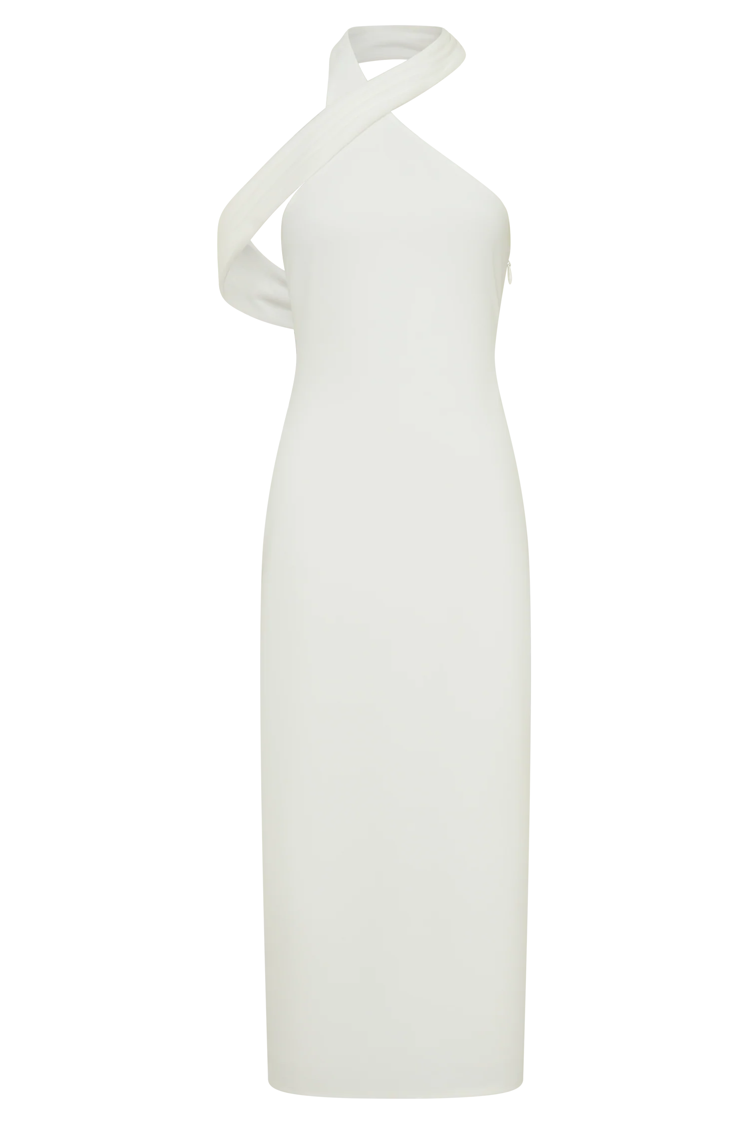 Sable Crossover Crepe Midi Dress - White - Image 8