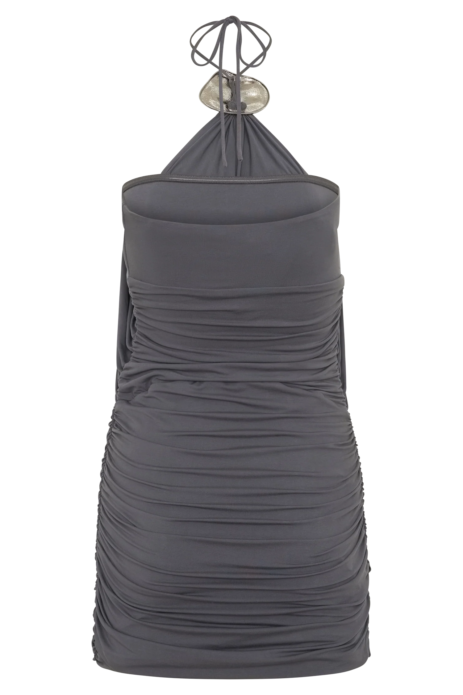 Sade Halter With Hardware Mini Dress - Grey - Image 7