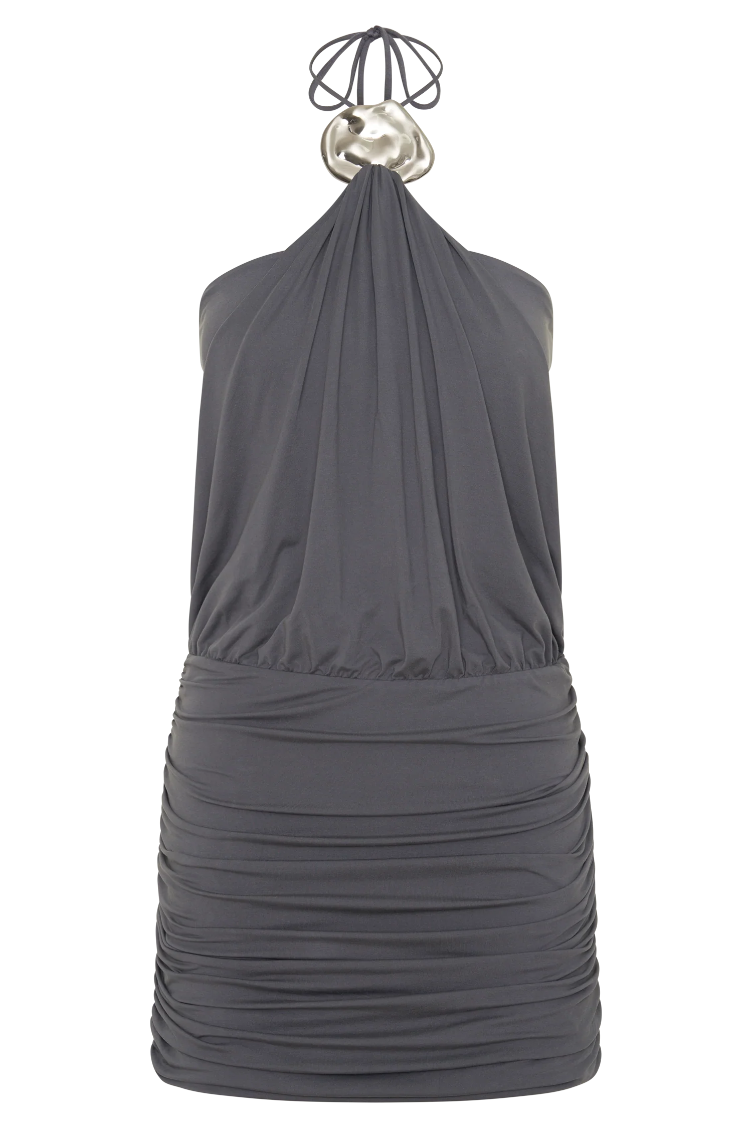 Sade Halter With Hardware Mini Dress - Grey - Image 8