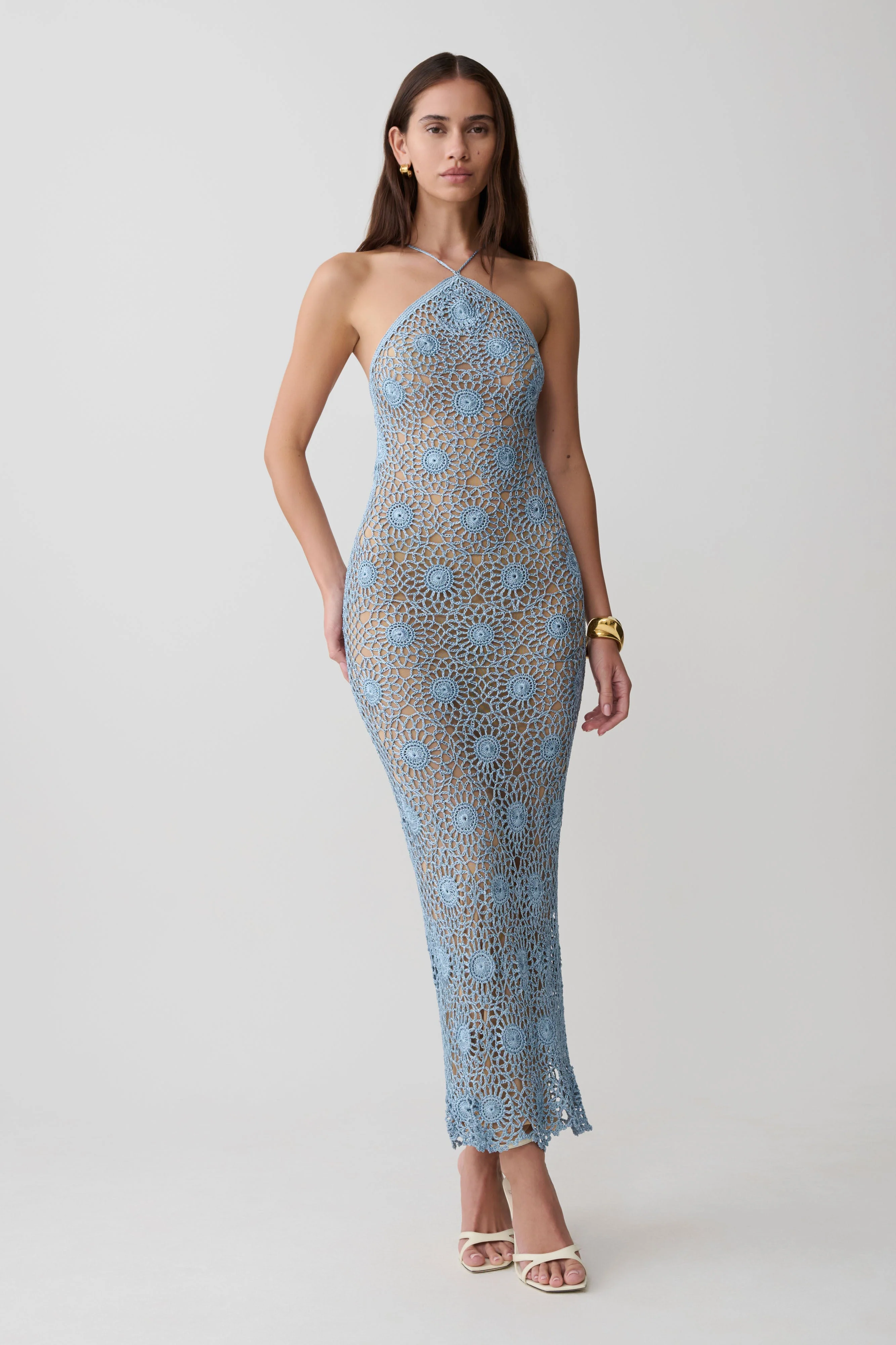 Sam Halter Hand Crochet Maxi Dress - Periwinkle - Image 3