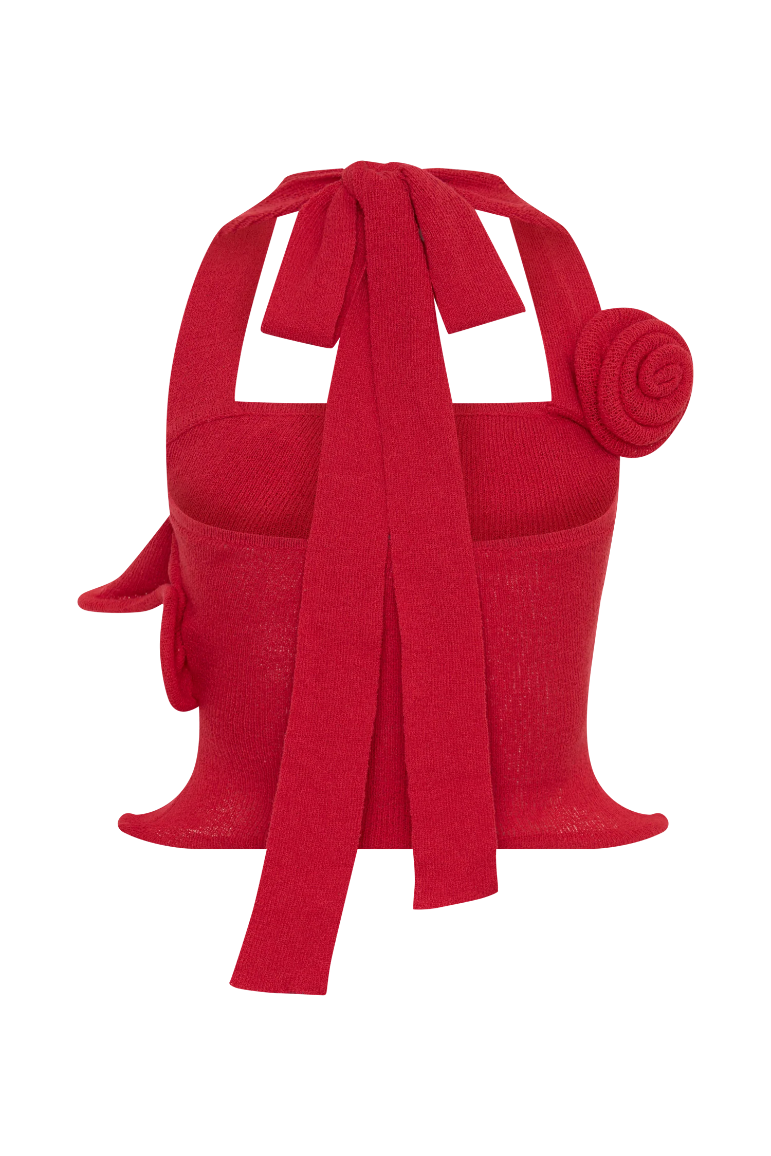 Samira Halter Knit Twist Top - Red - Image 9