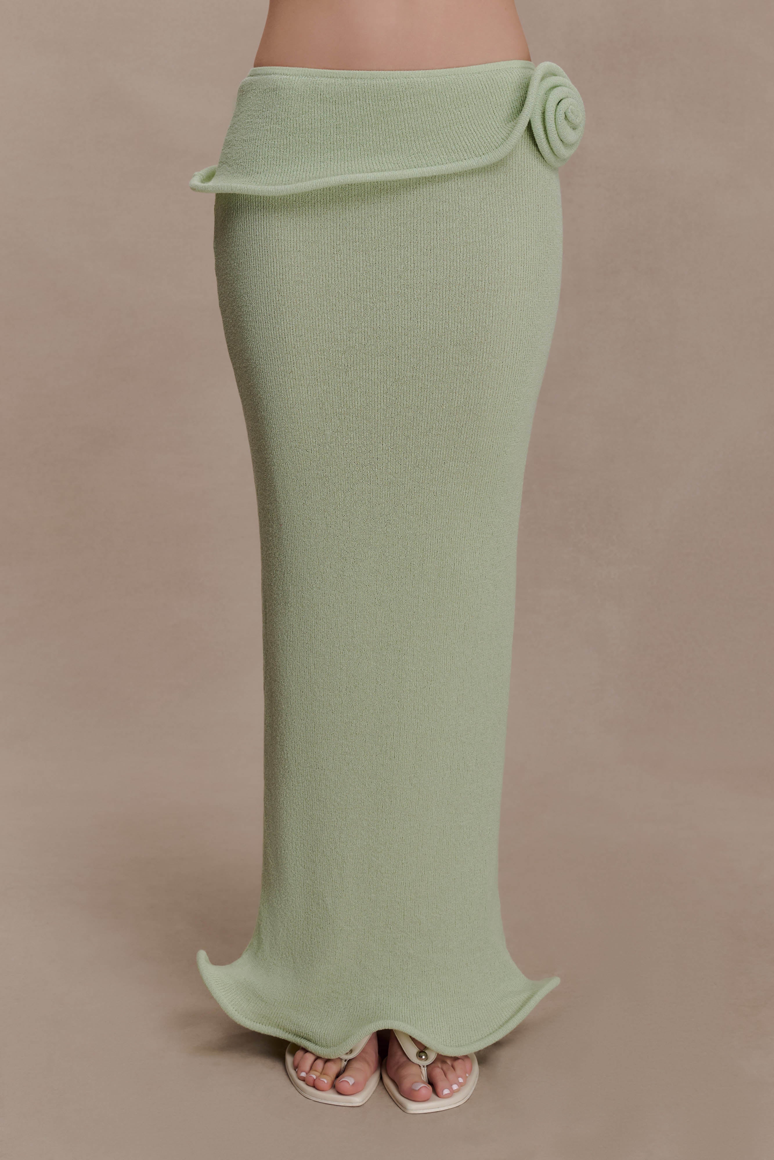 Samira Knit Wired Maxi Skirt - Pastel Green - Image 6