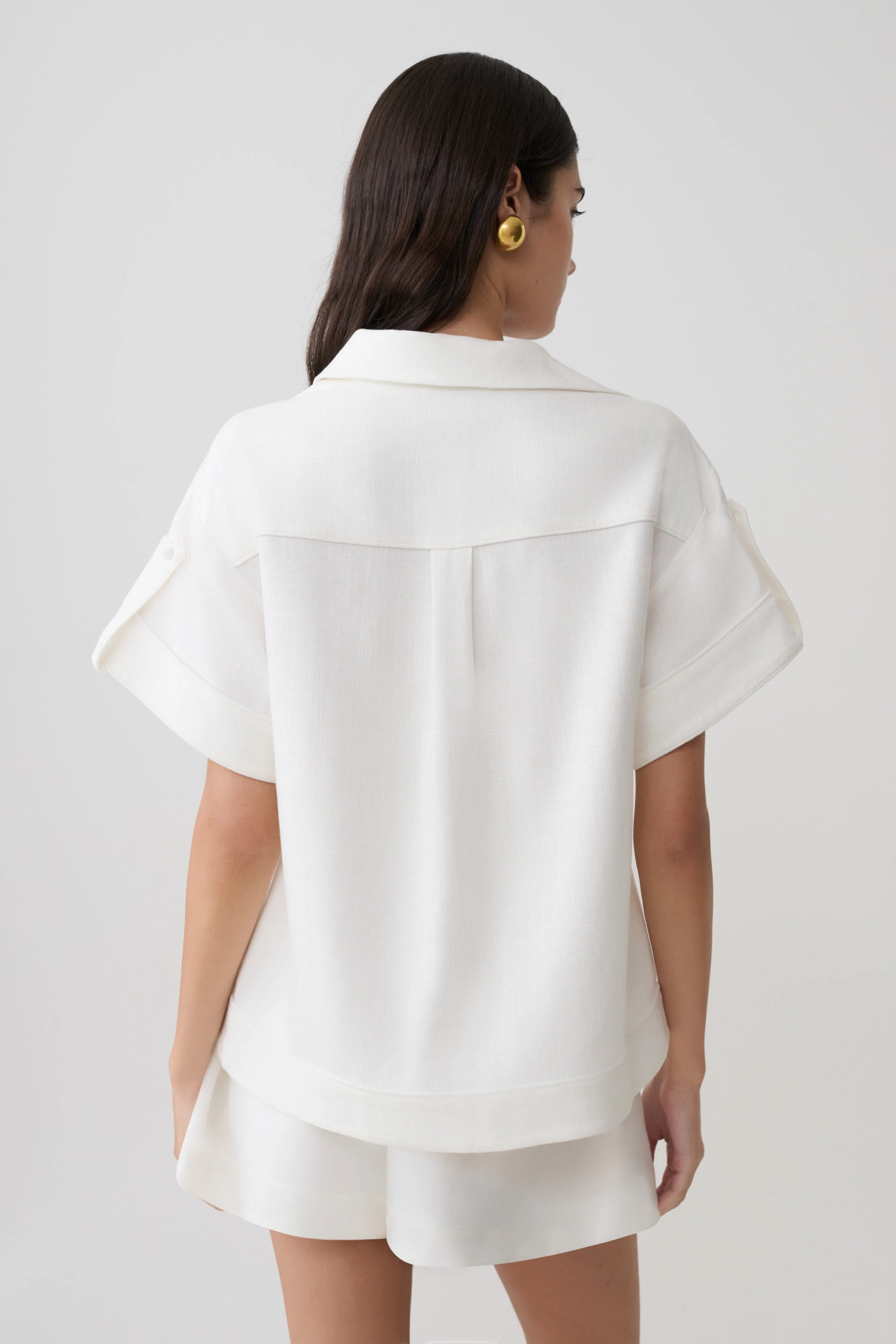 Selena Linen Short Sleeve Shirt - White - Image 2