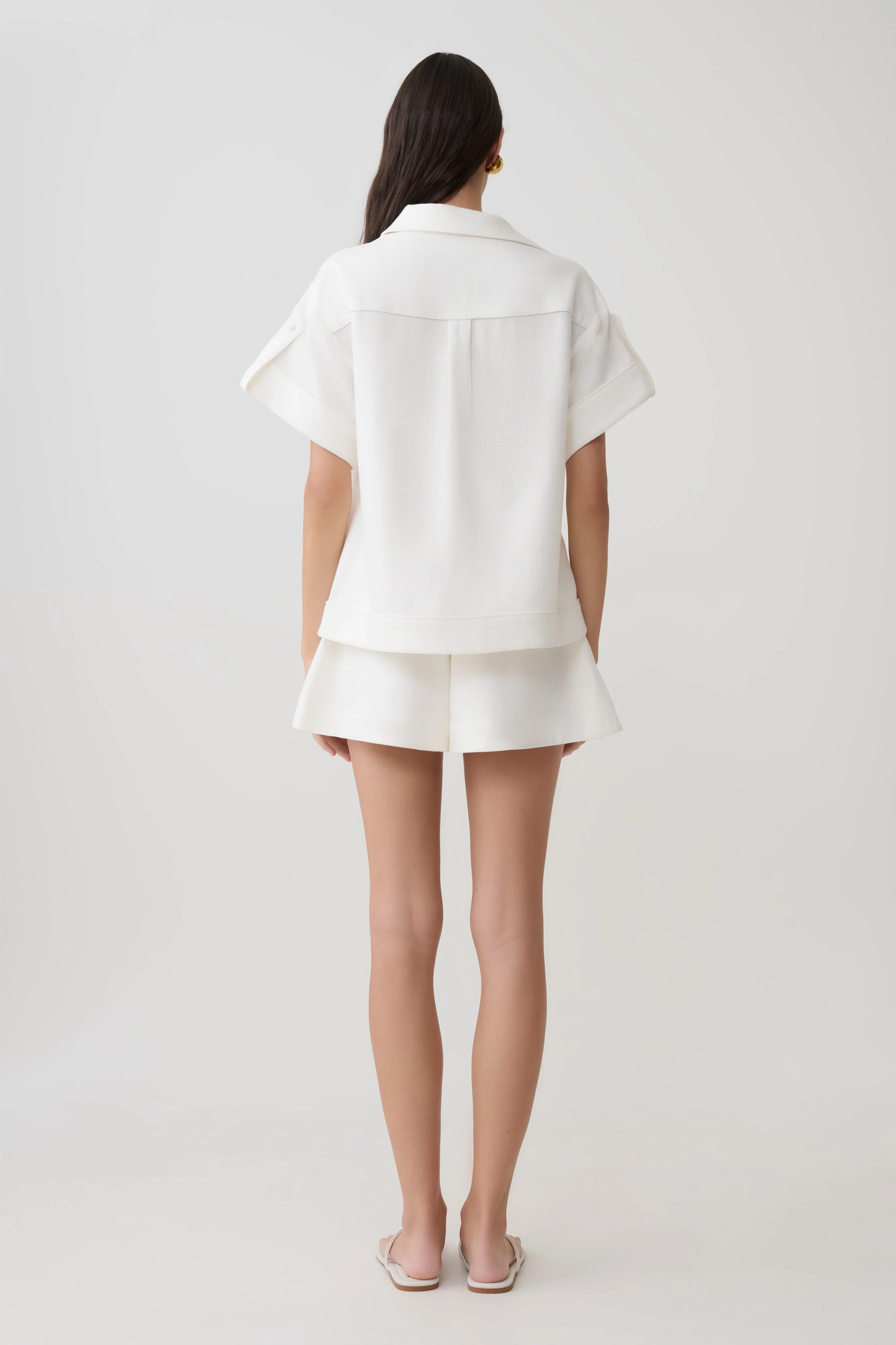 Selena Linen Short Sleeve Shirt - White - Image 5