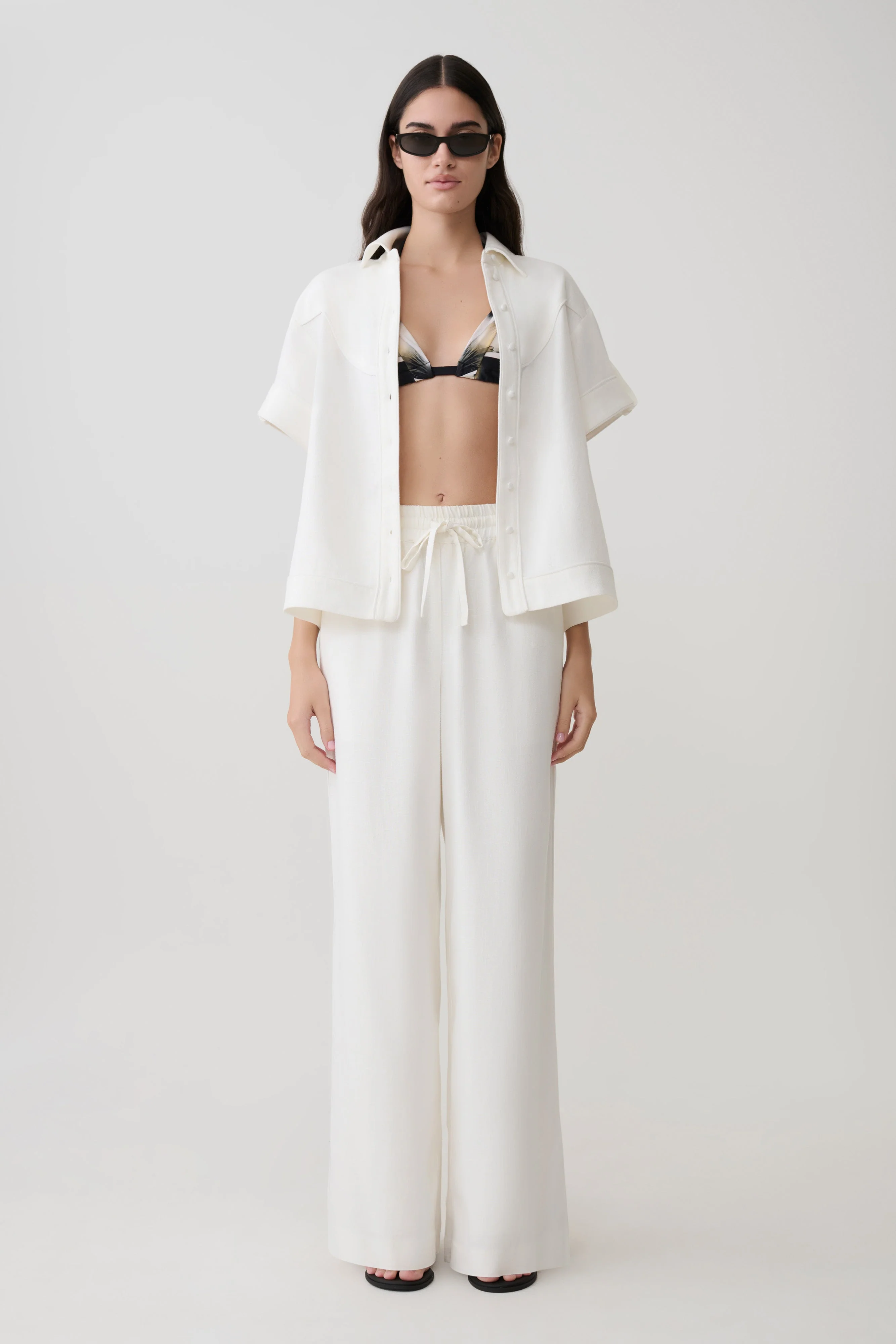 Selena Linen Straight Leg Pant - White - Image 9