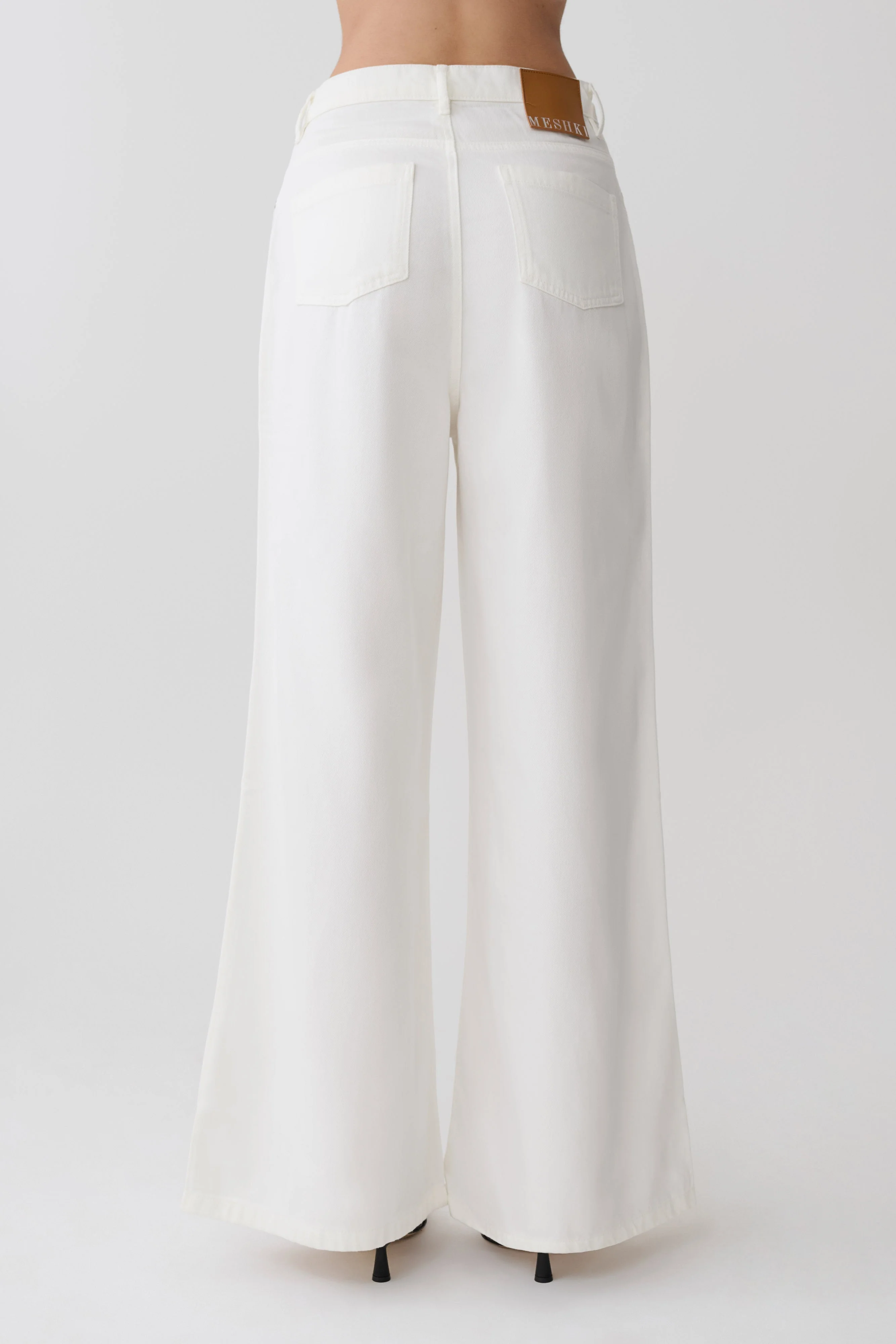 Shae Wide Leg Denim Jeans - White - Image 5