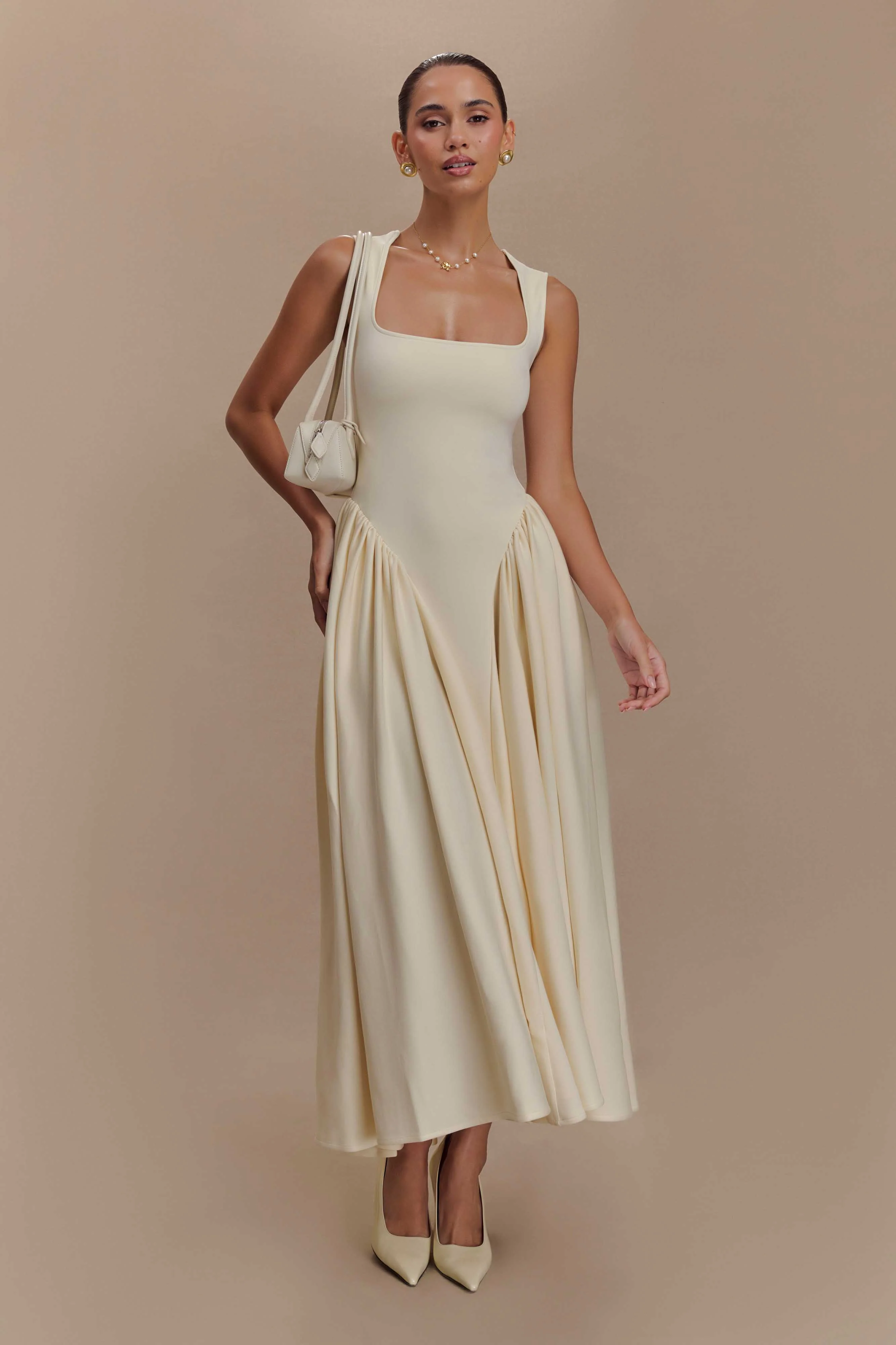 Sharon Scuba Jersey Midi Dress - Ivory - Image 2