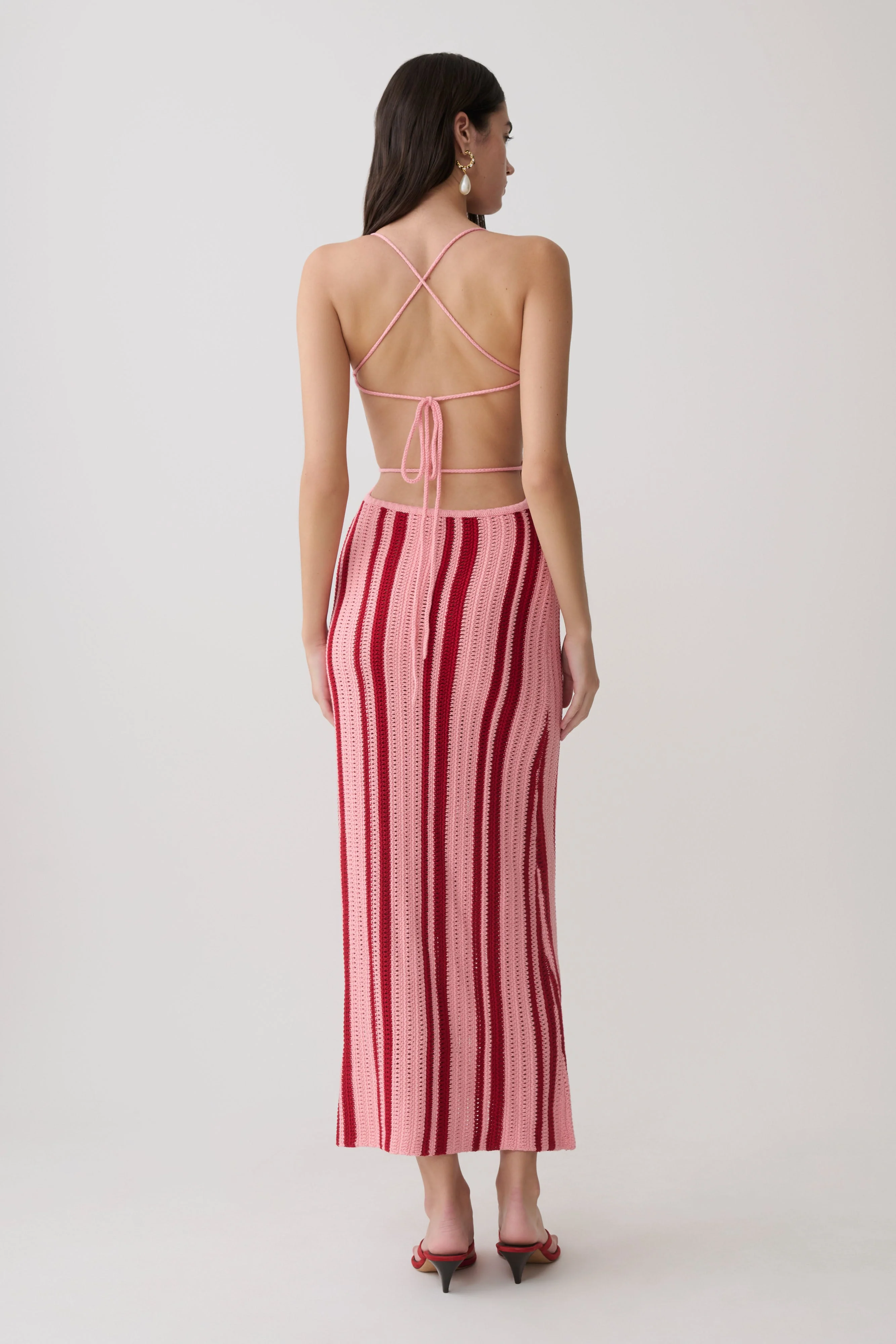 Shepherd Crochet Halter Maxi Dress - Pink - Image 2