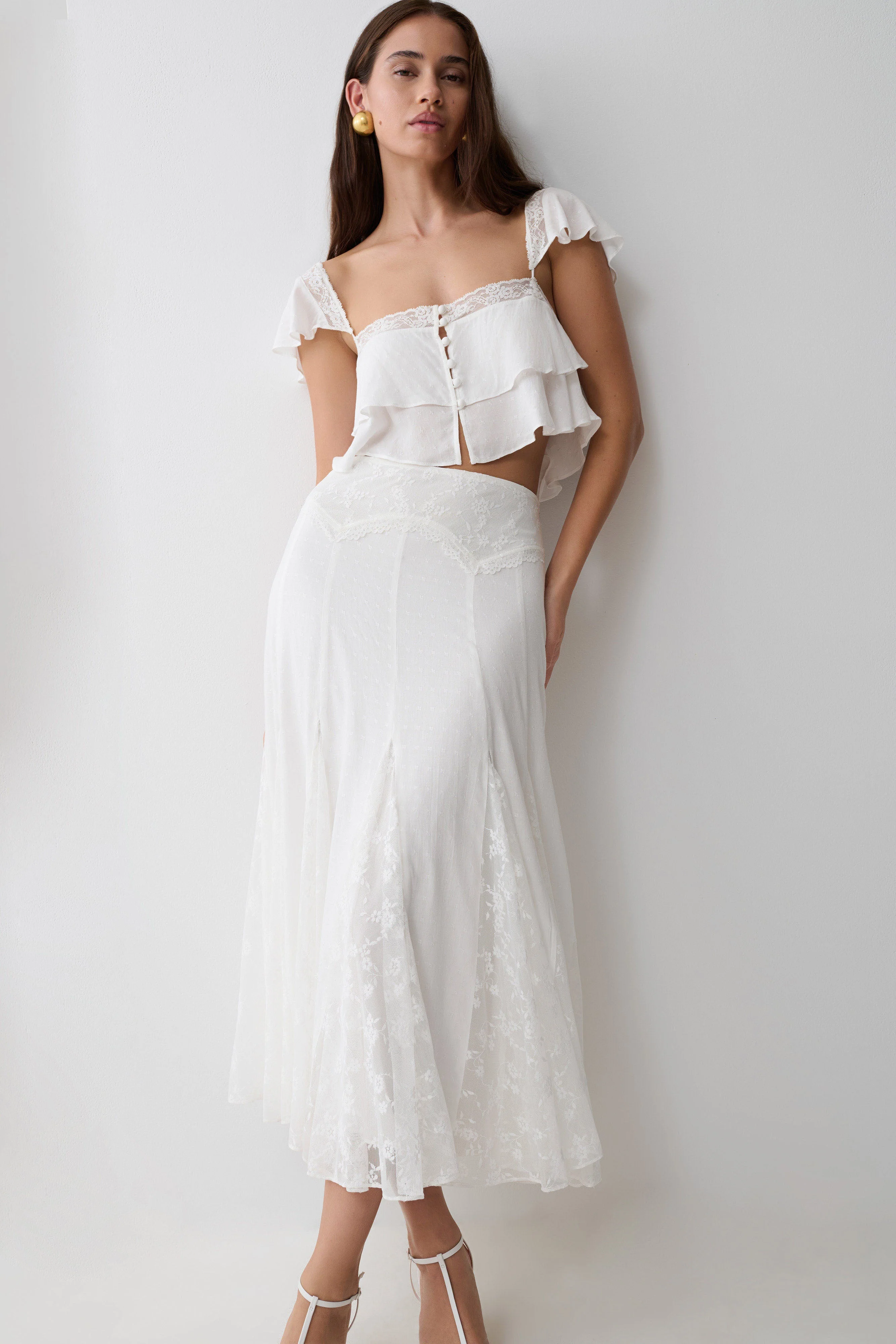 Skylar Lace Sleeveless Crop Top - White - Image 7