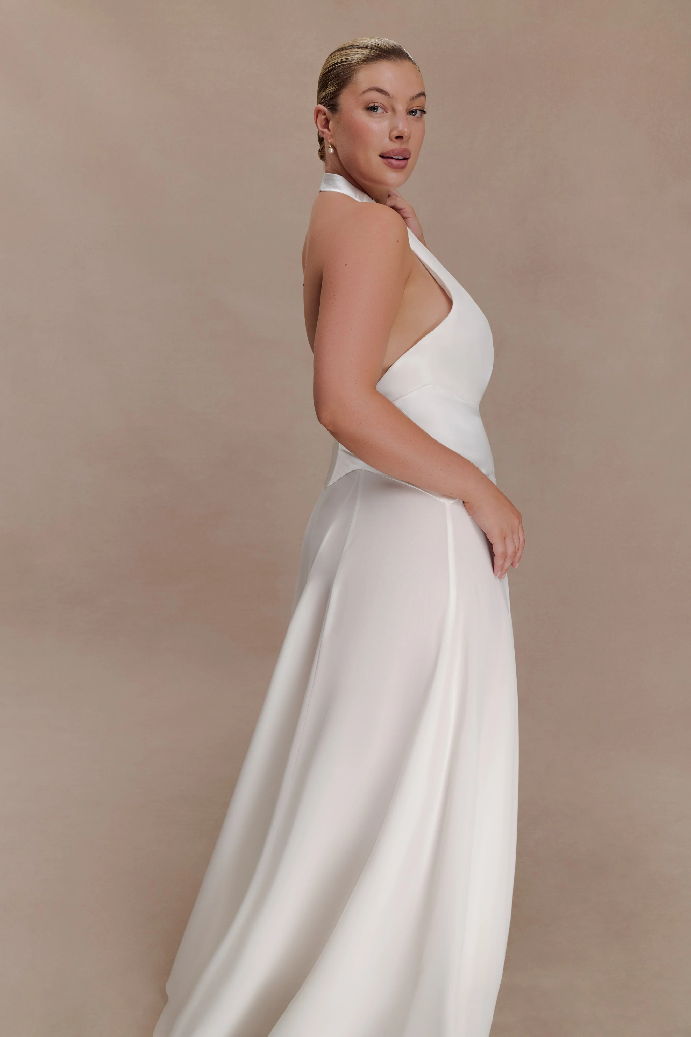 Susan Chiffon Halter Maxi Dress - Ivory - Image 8